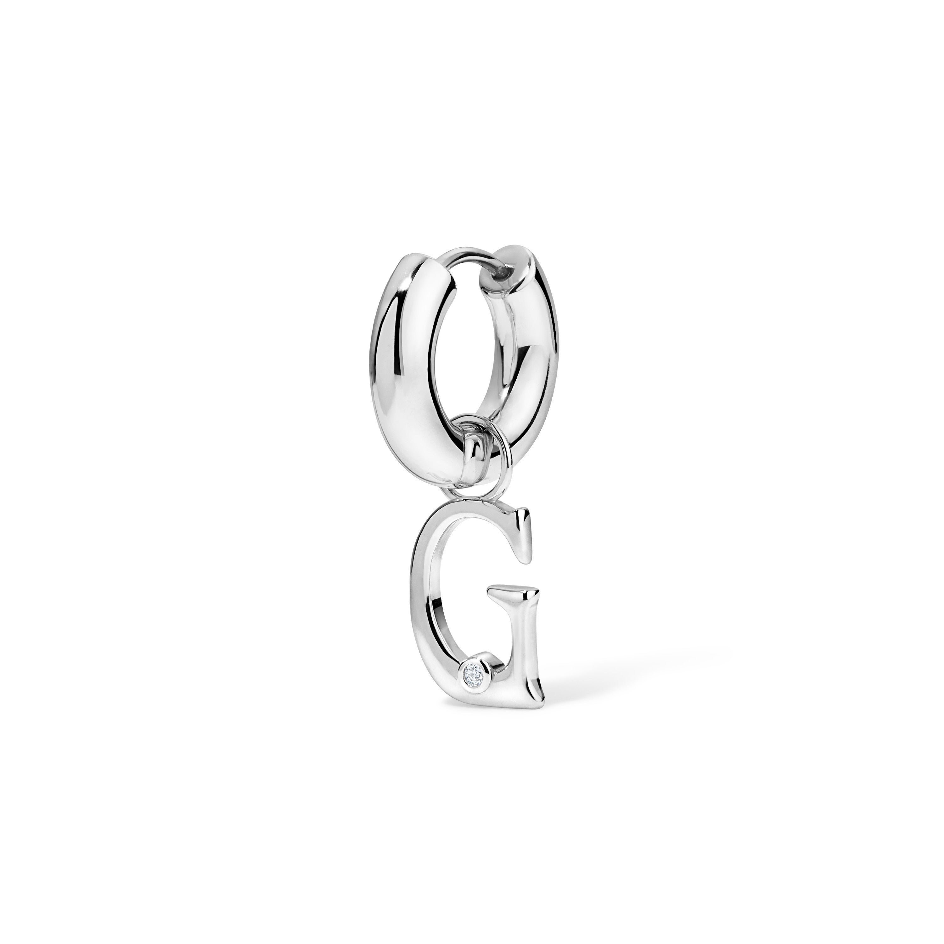 Silver Edge Letter Huggie