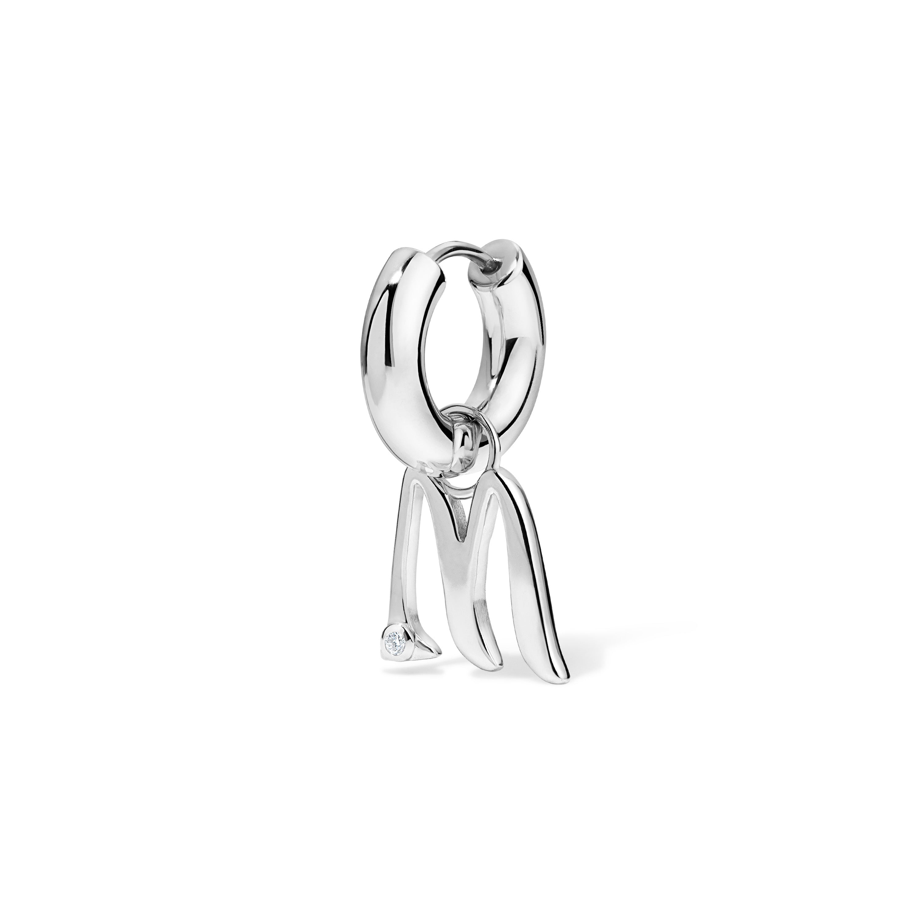 Silver Edge Letter Huggie