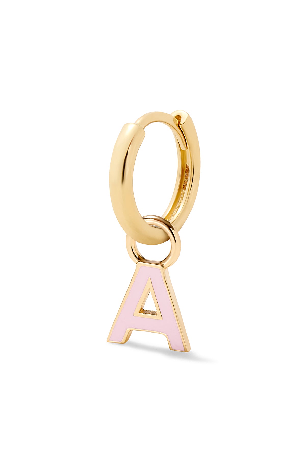Enamel and Gold Letter Huggie "J" - Rose Clair