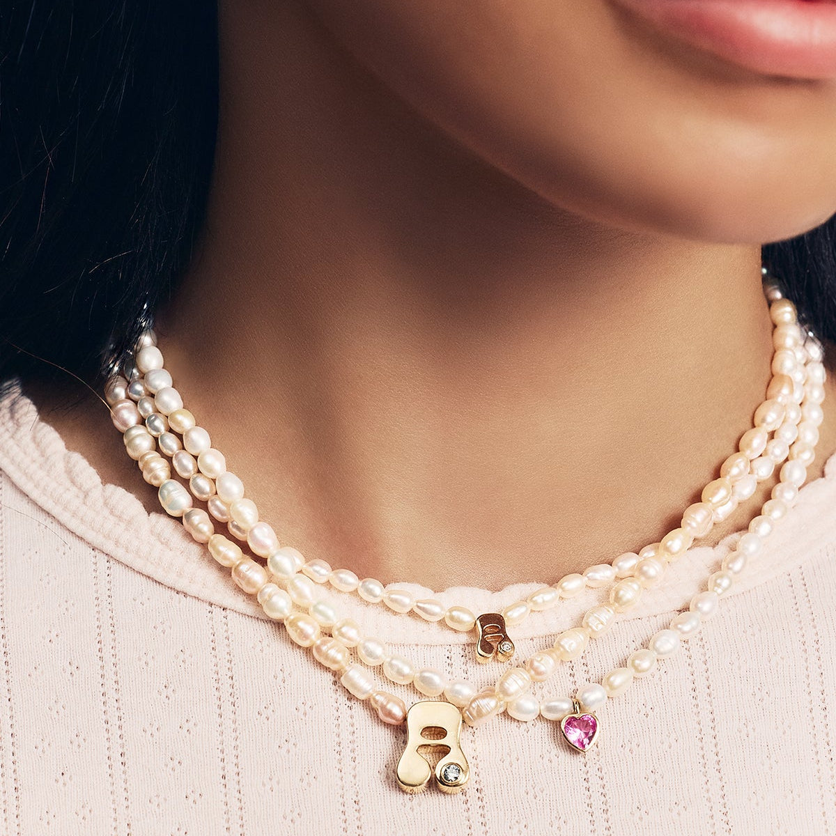 Mini Stellar Letter Pearl Necklace