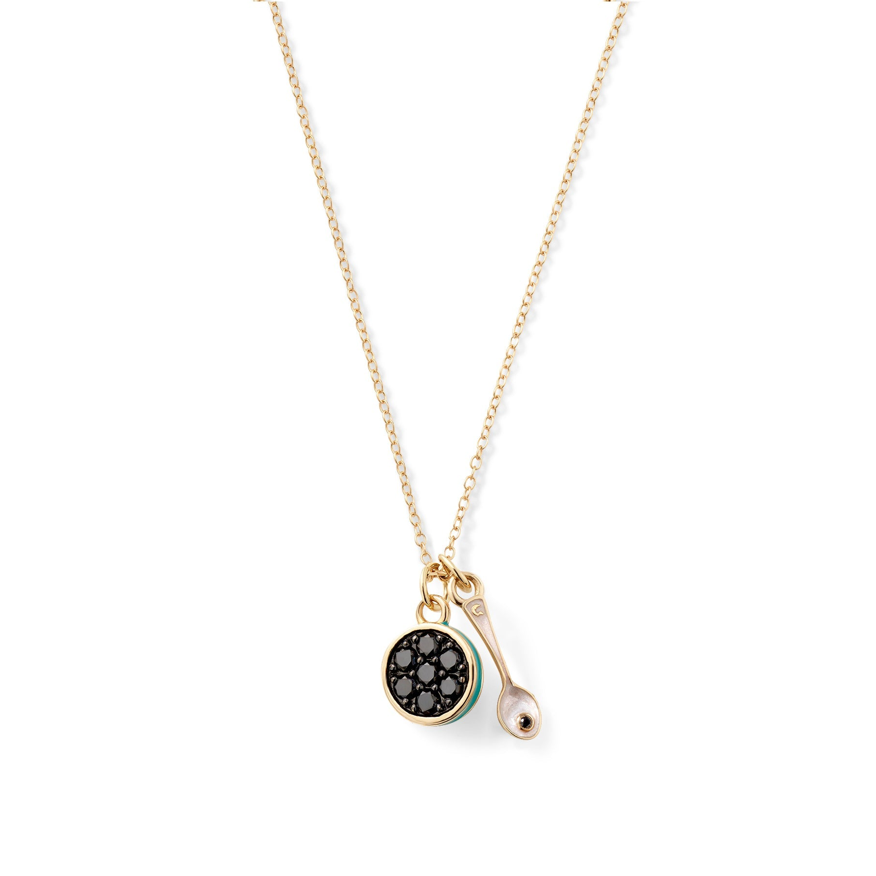 Caviar Kaspia Necklace with Caviar and Spoon Charms