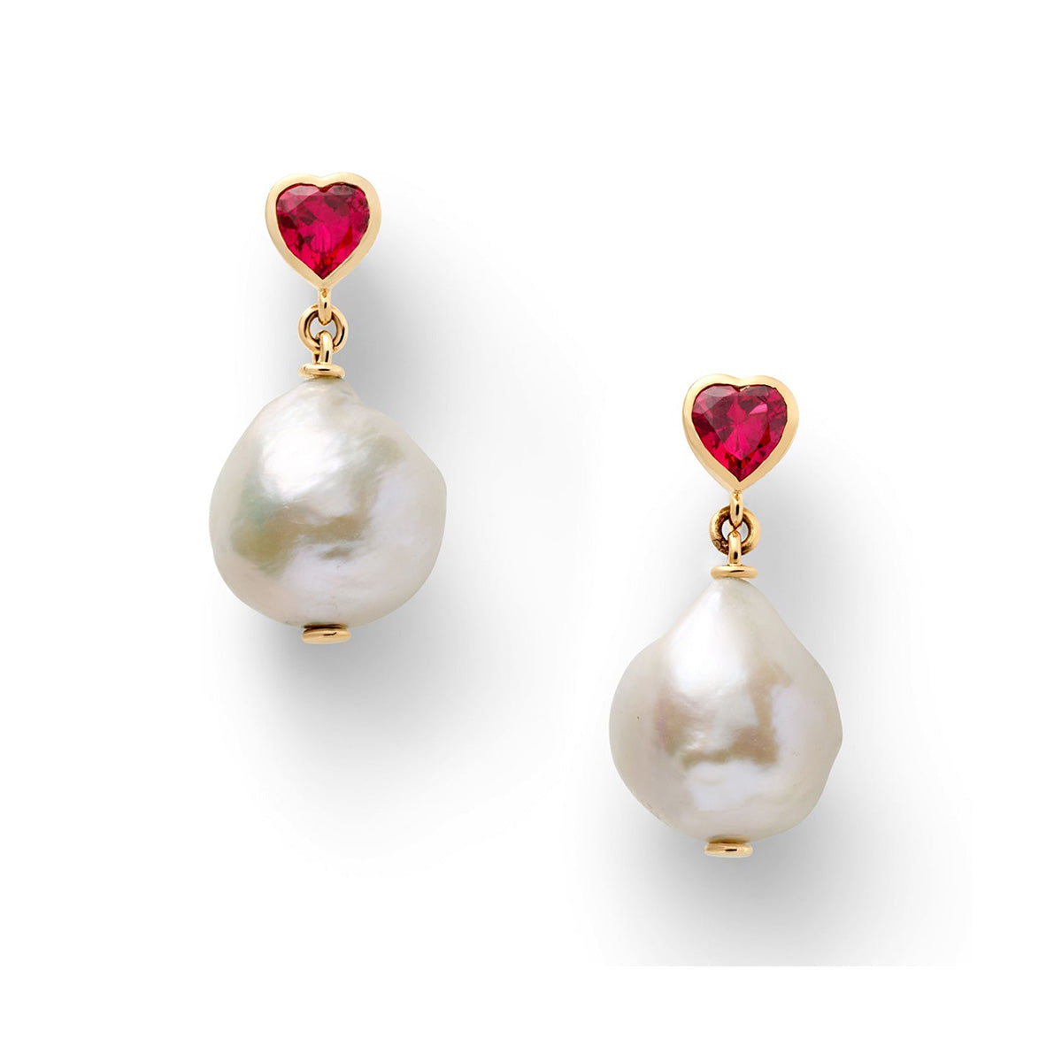 Ruby | Lover Pearl Drop Earrings - Ruby