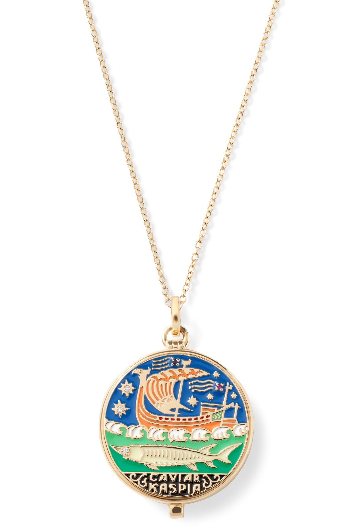 Caviar Kaspia Necklace with Large Caviar Tin Pendant - Madison