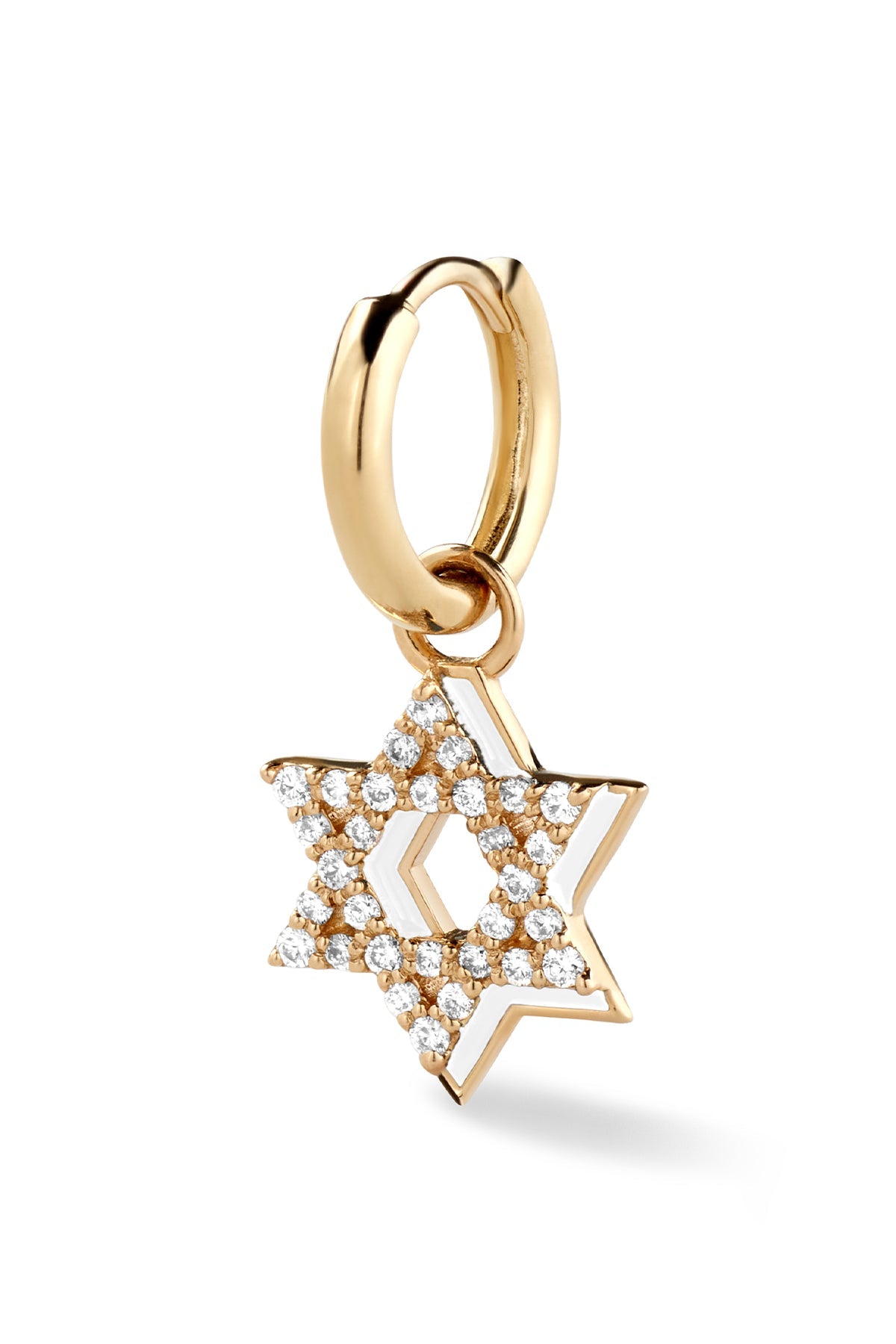 Diamond Star of David with Enamel Shadow Huggie