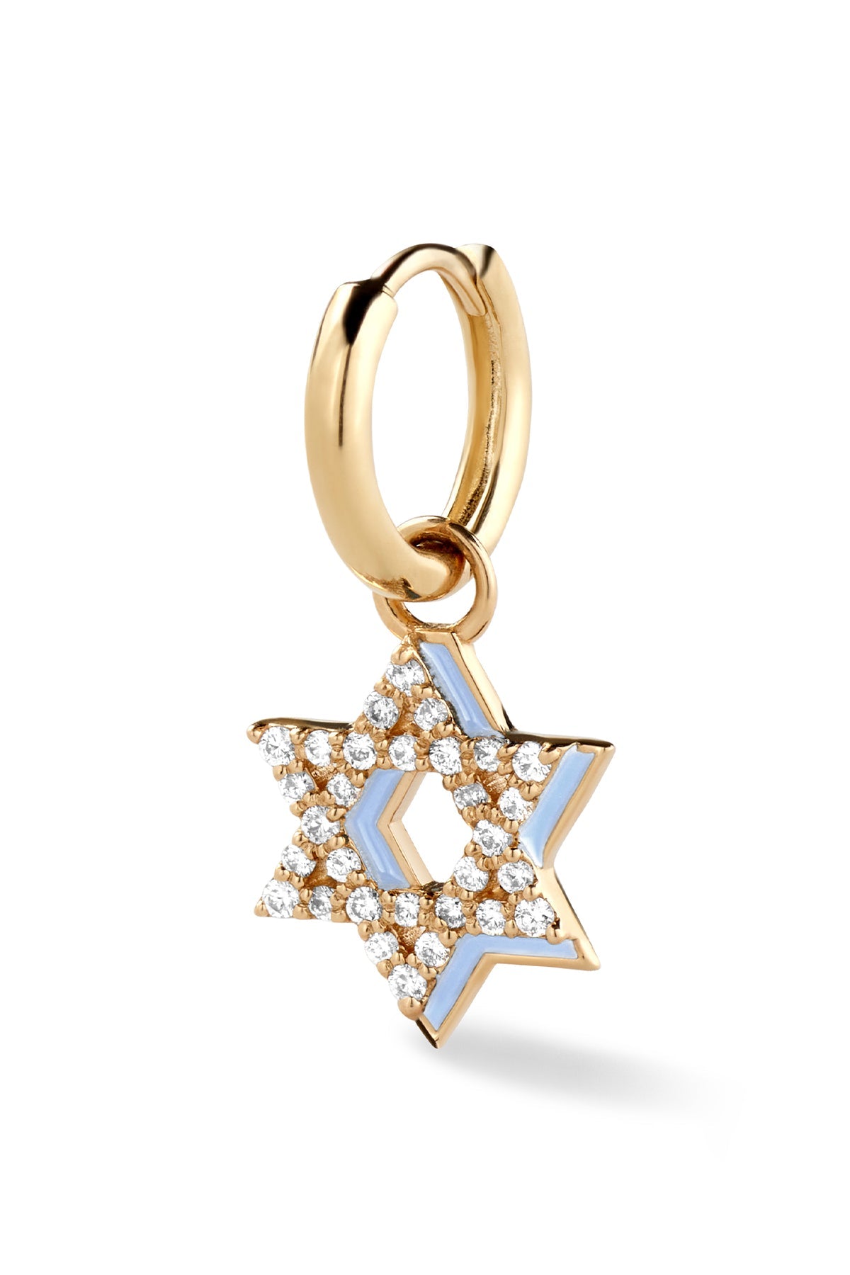 Diamond Star of David with Enamel Shadow Huggie