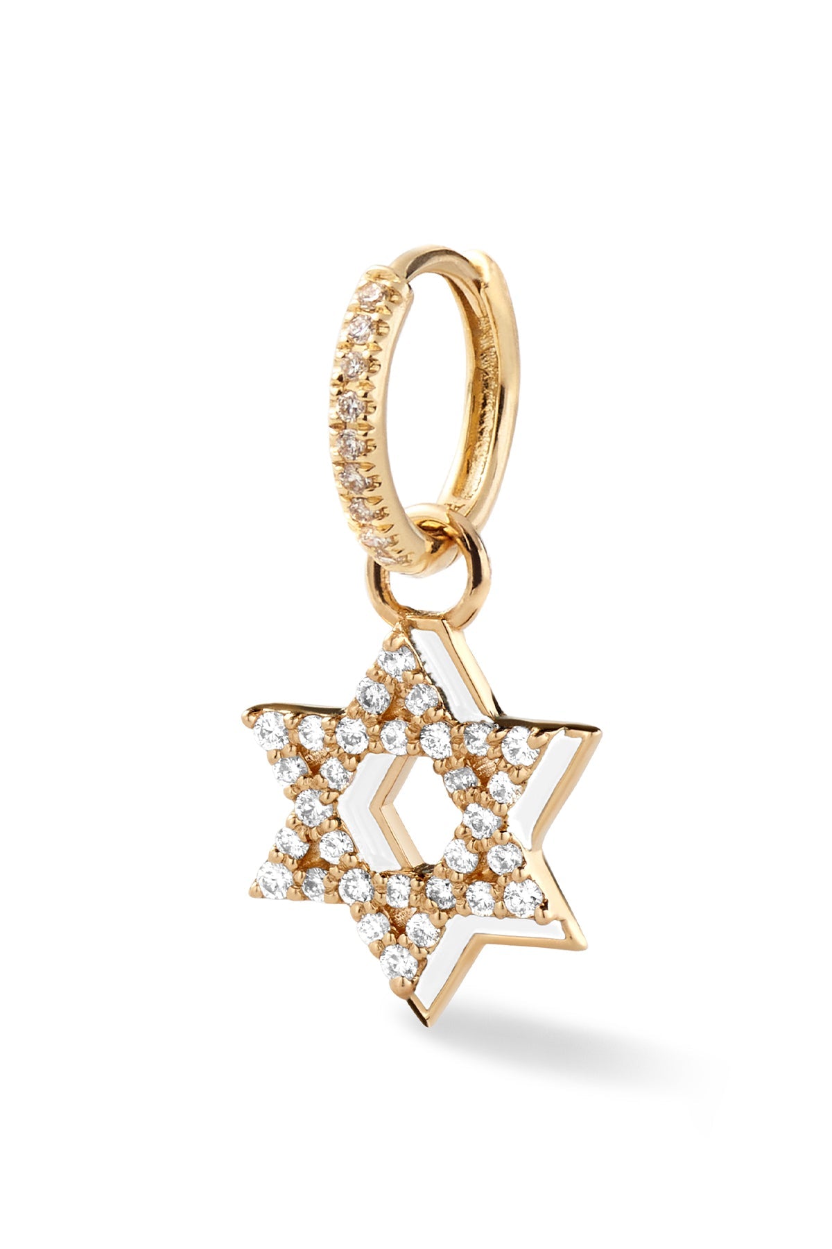 Diamond Star of David with Enamel Shadow Huggie
