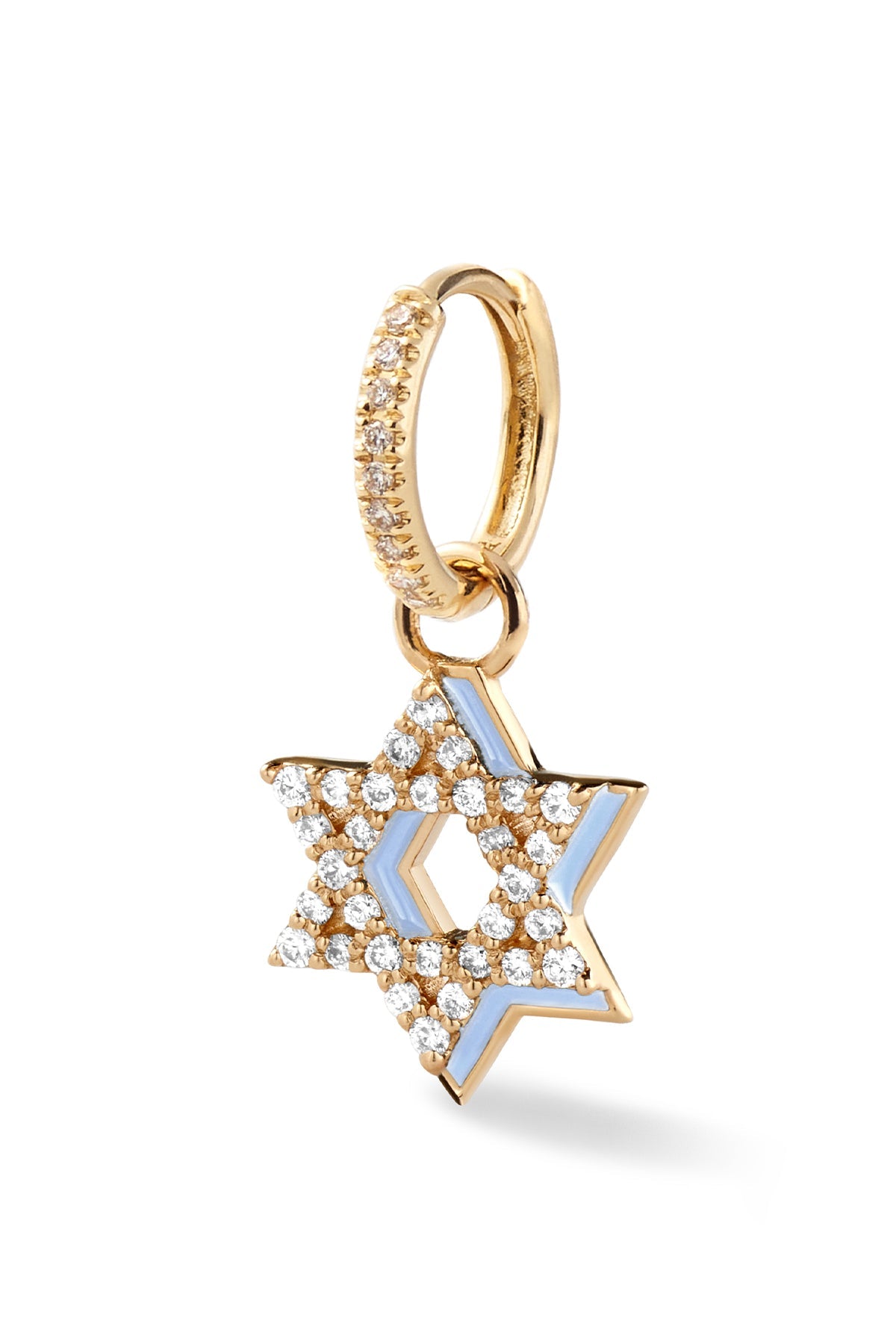 Diamond Star of David with Enamel Shadow Huggie