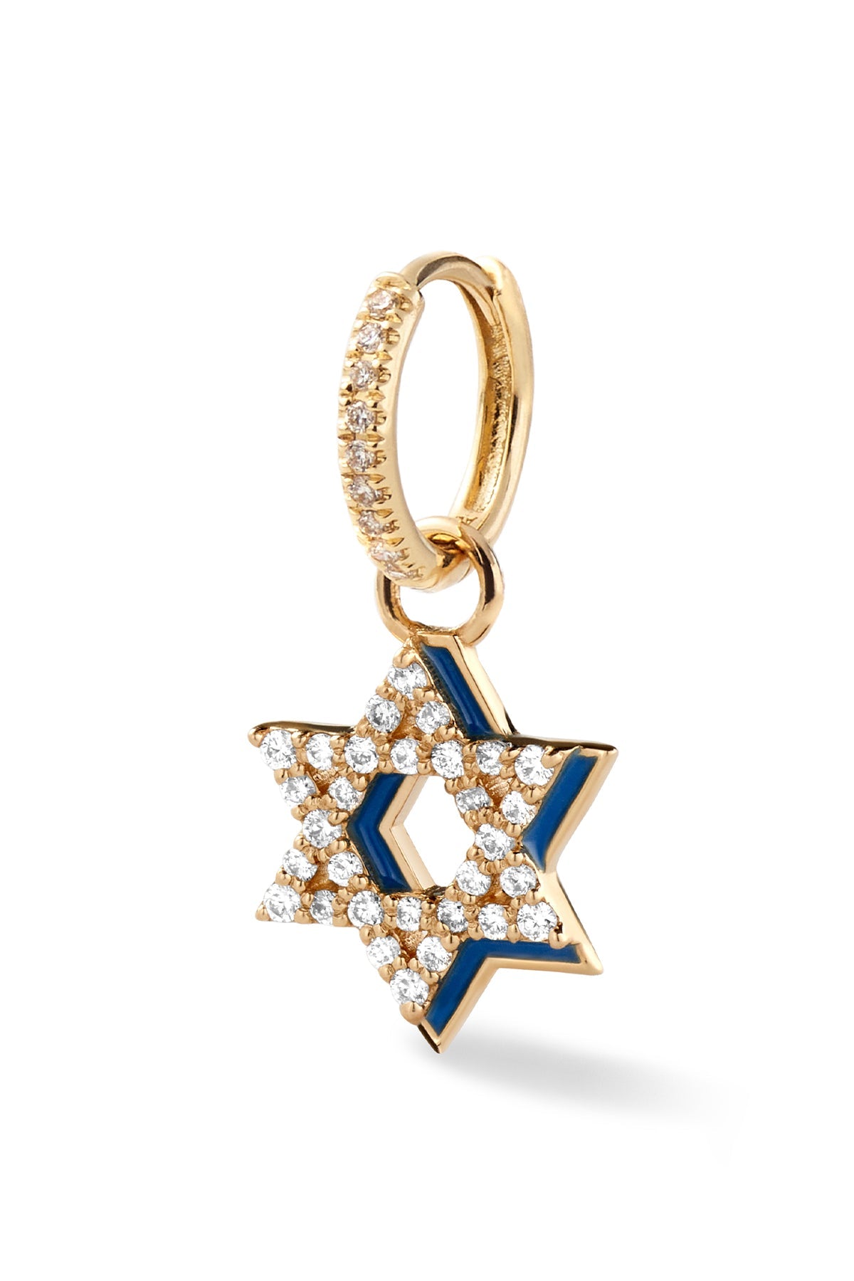 Diamond Star of David with Enamel Shadow Huggie