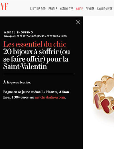 Vanity Fair France: Heart Stack Ring