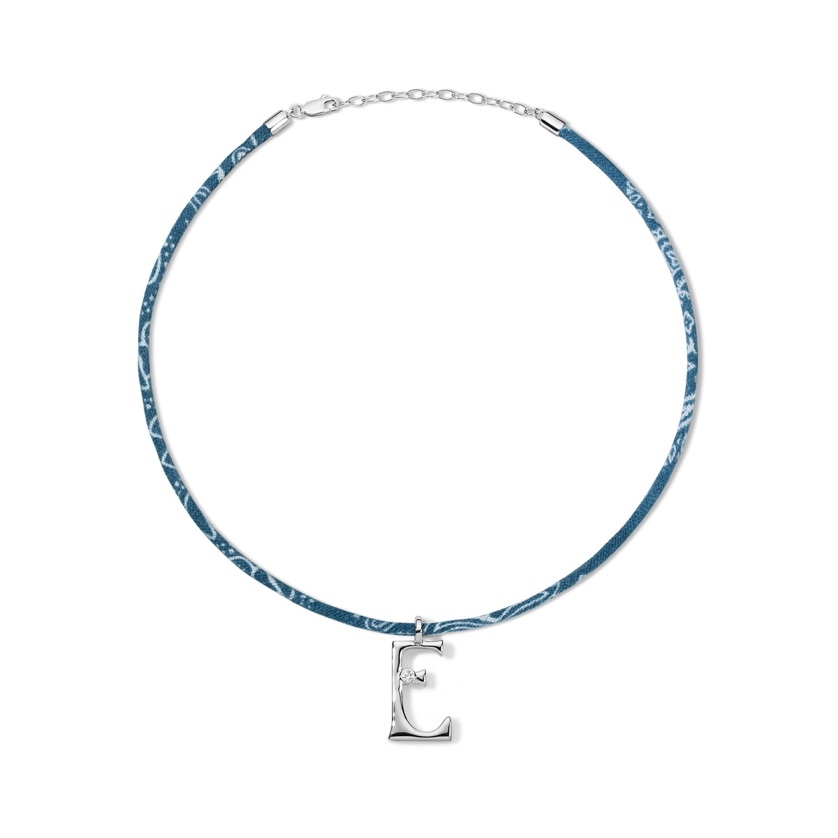 Edge Letter on Bandana Cord Blue E 