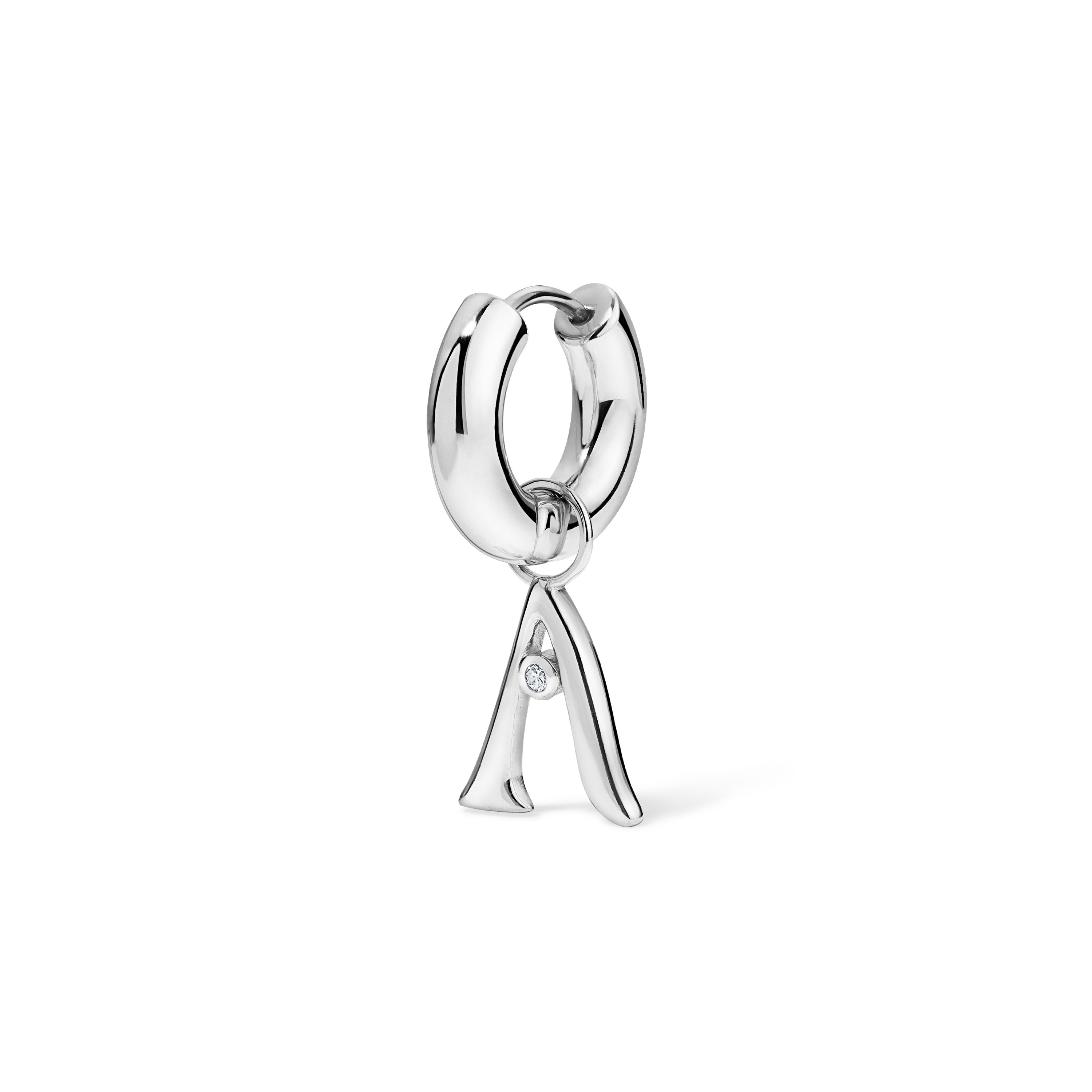 Silver Edge Letter Huggie