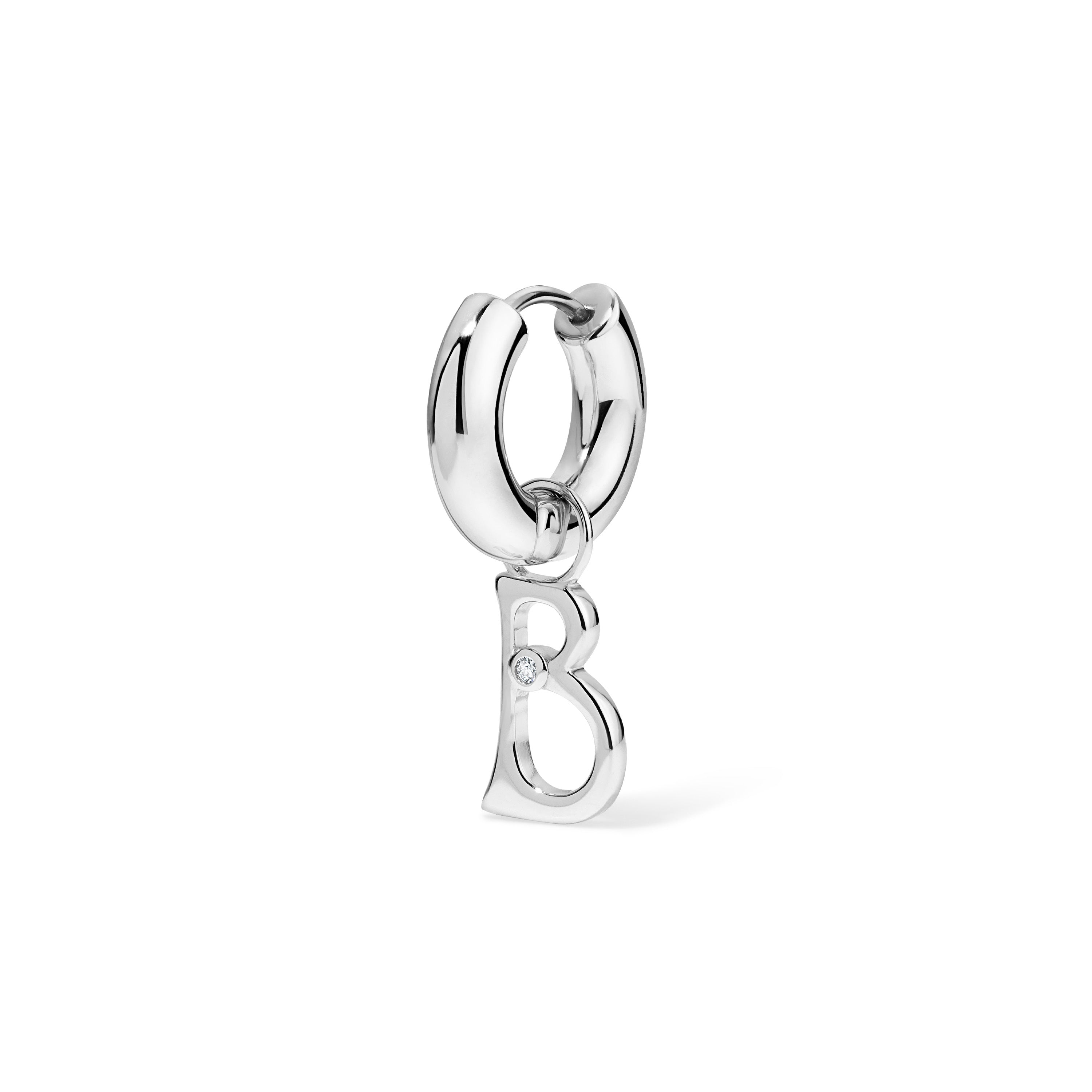 Silver Edge Letter Huggie