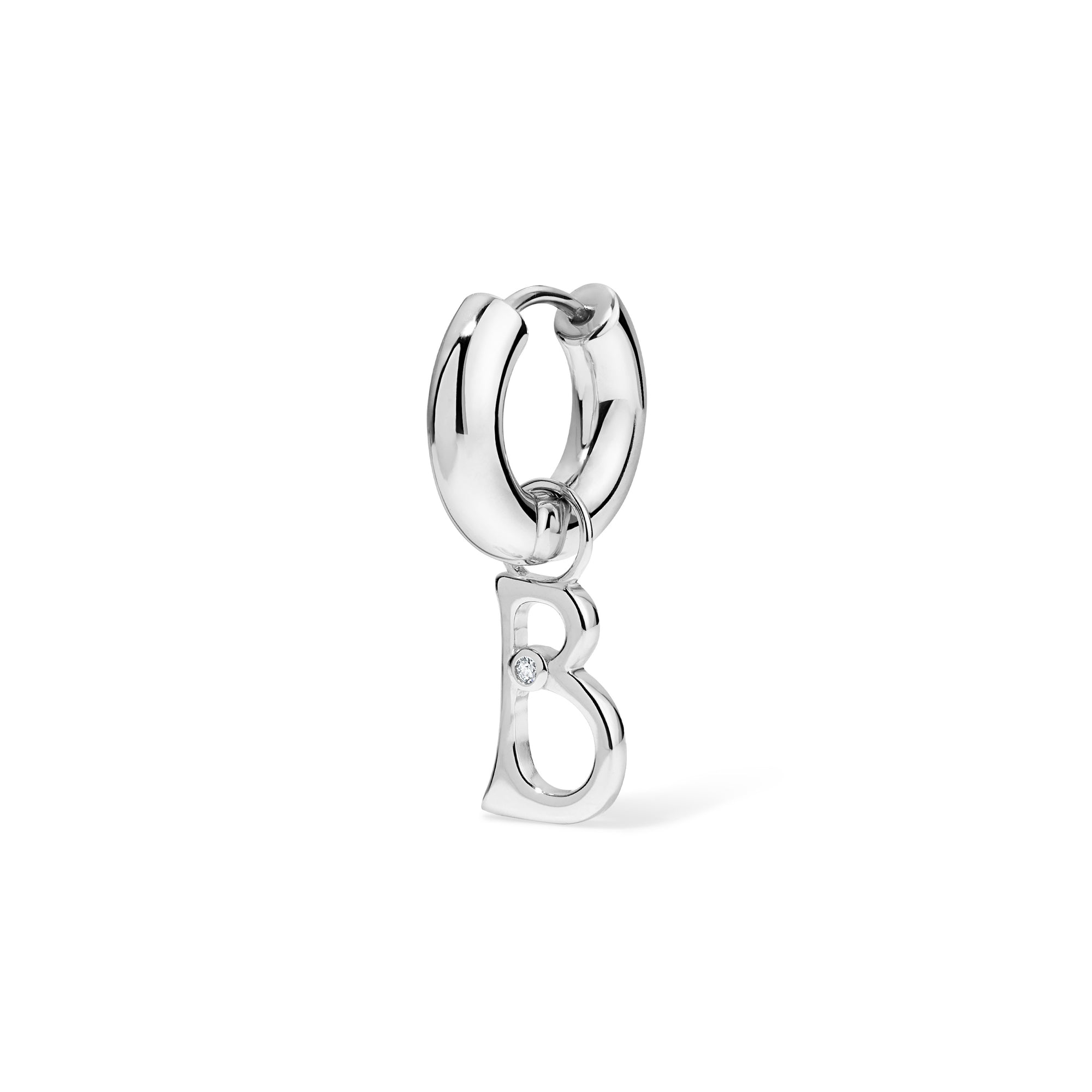 Silver Edge Letter Huggie
