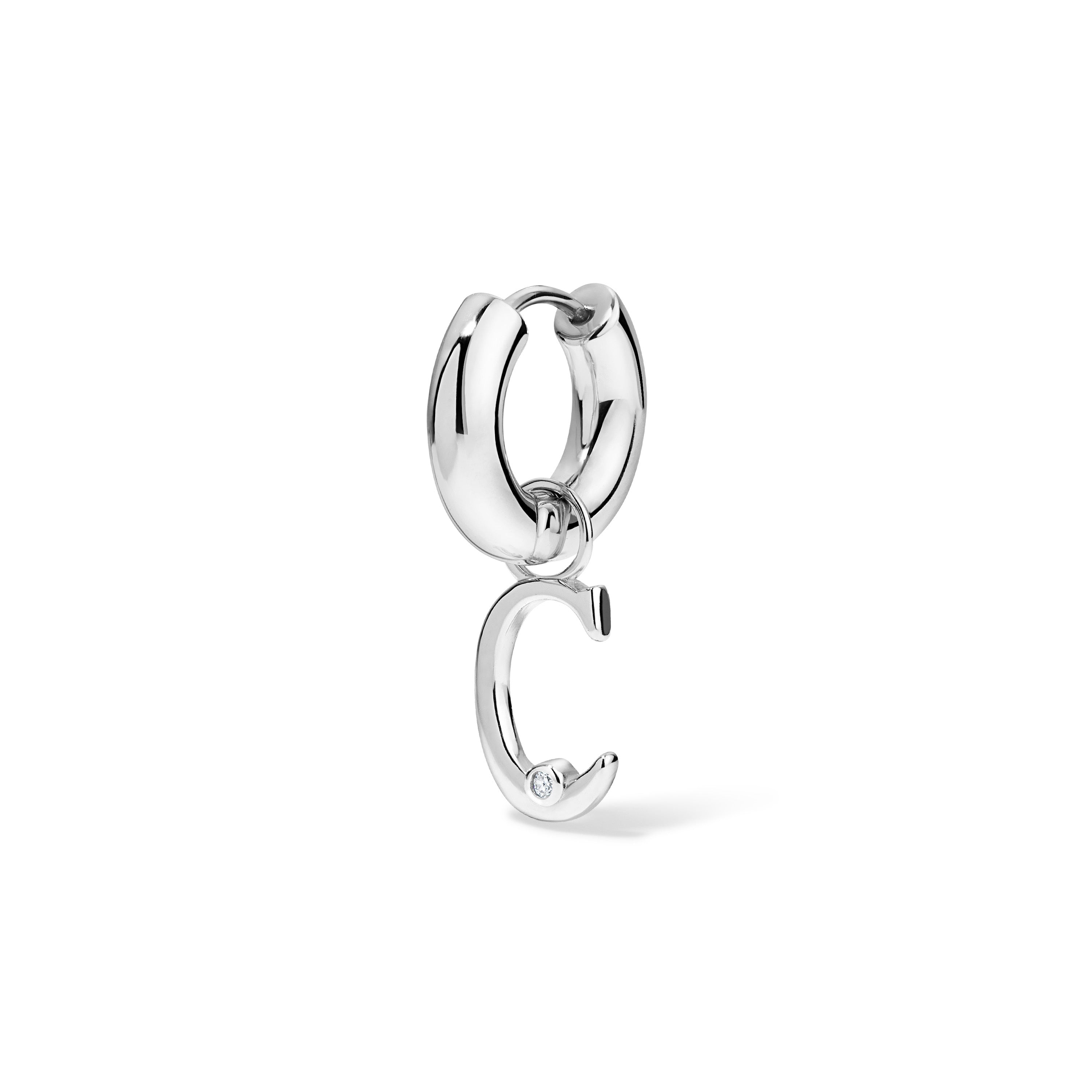 Silver Edge Letter Huggie