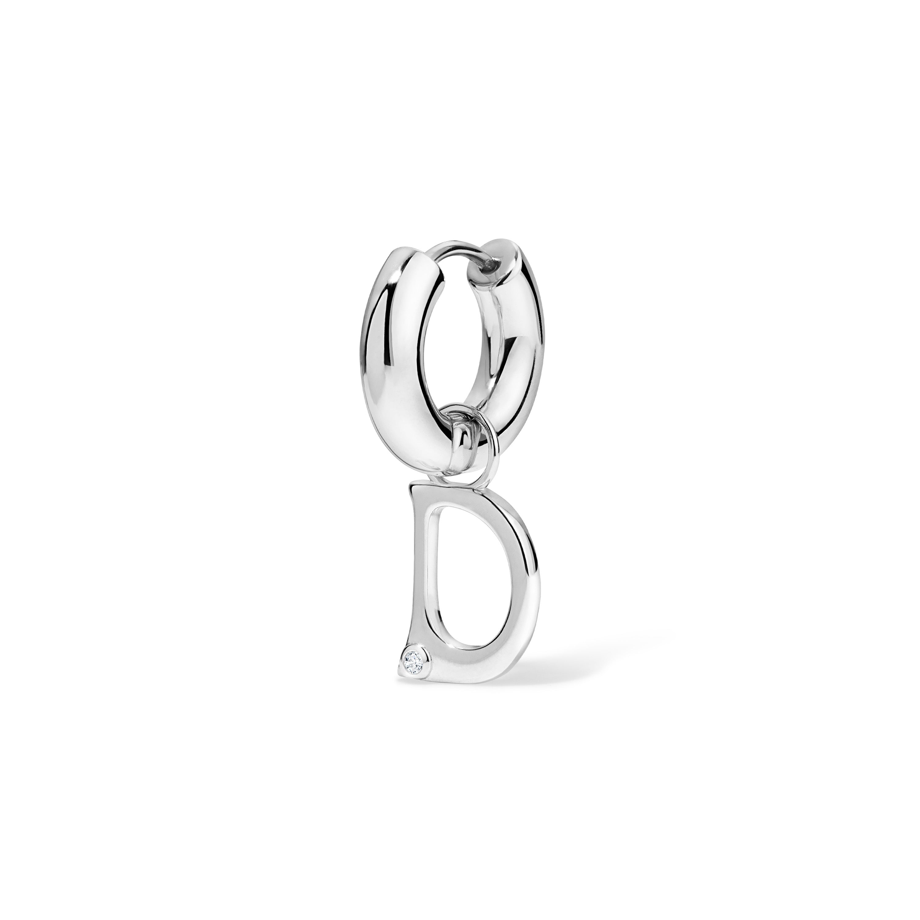 Silver Edge Letter Huggie