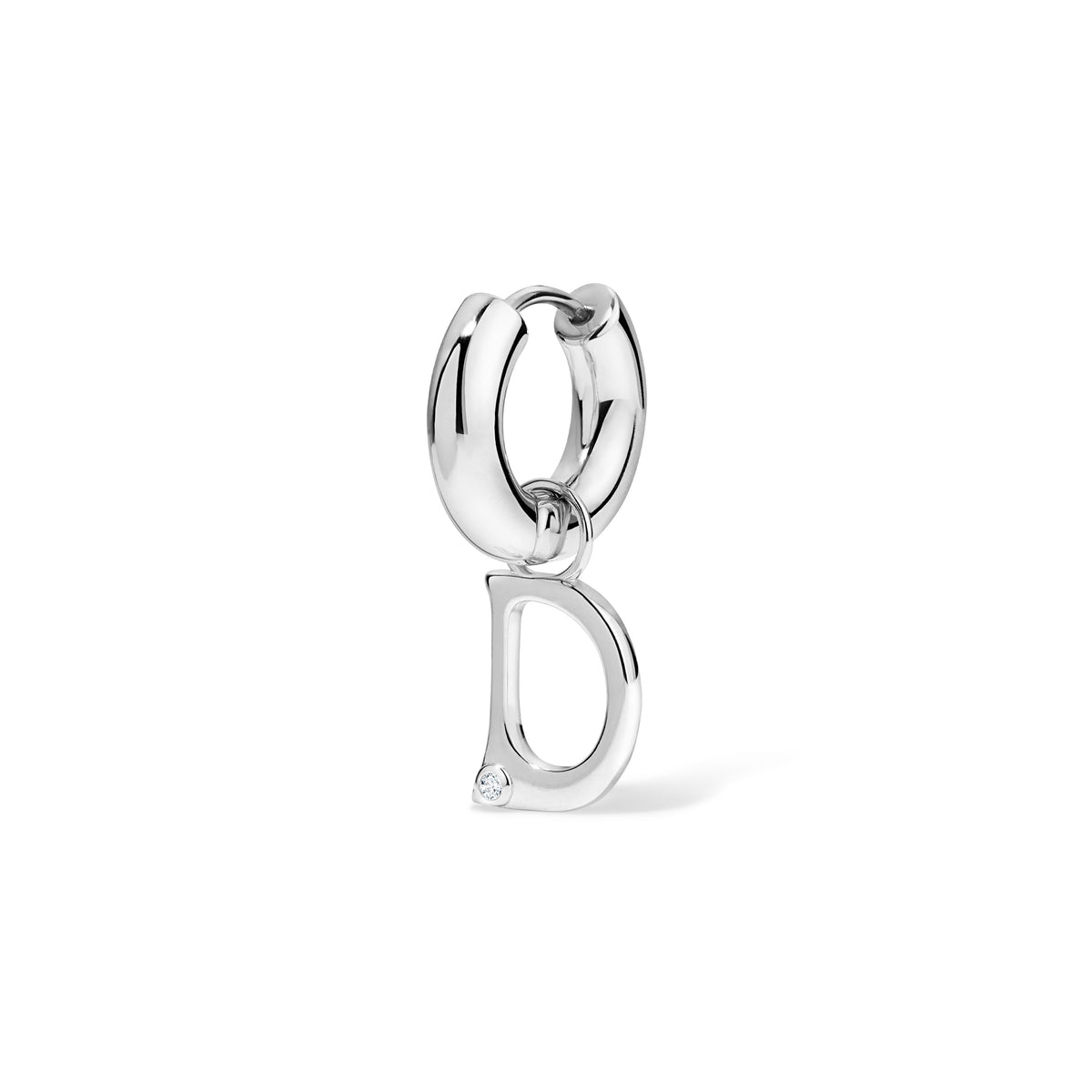 Silver Edge Letter Huggie