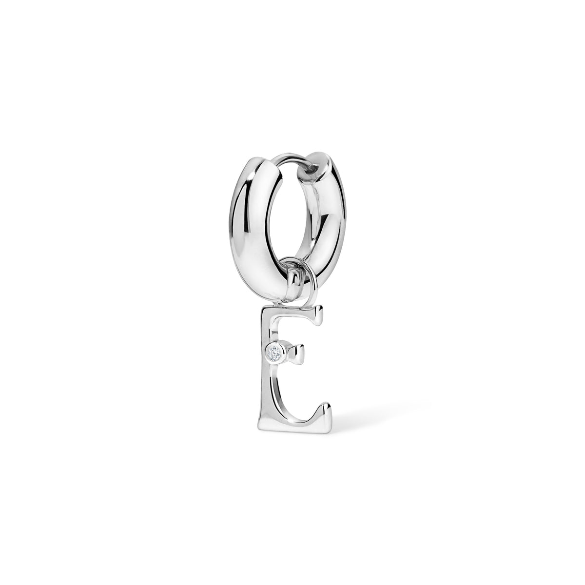 Silver Edge Letter Huggie