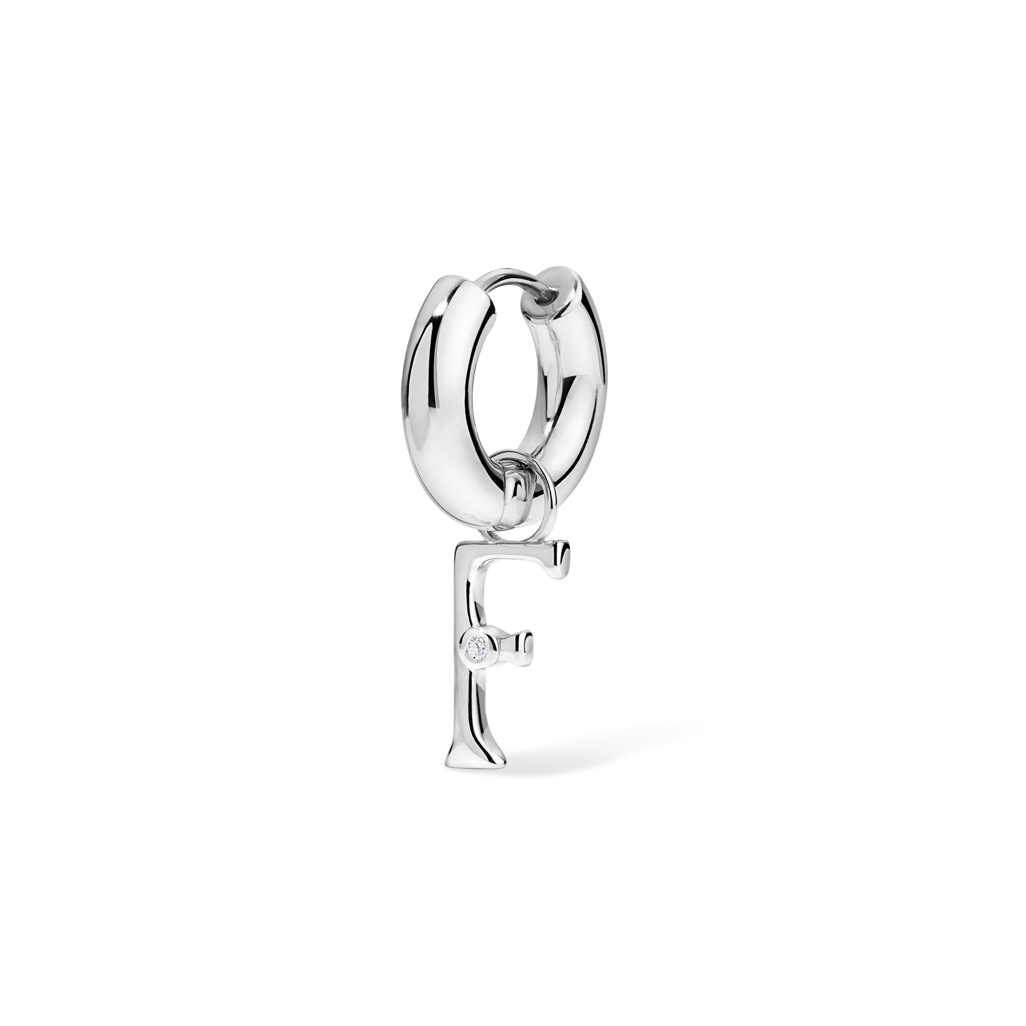 Silver Edge Letter Huggie