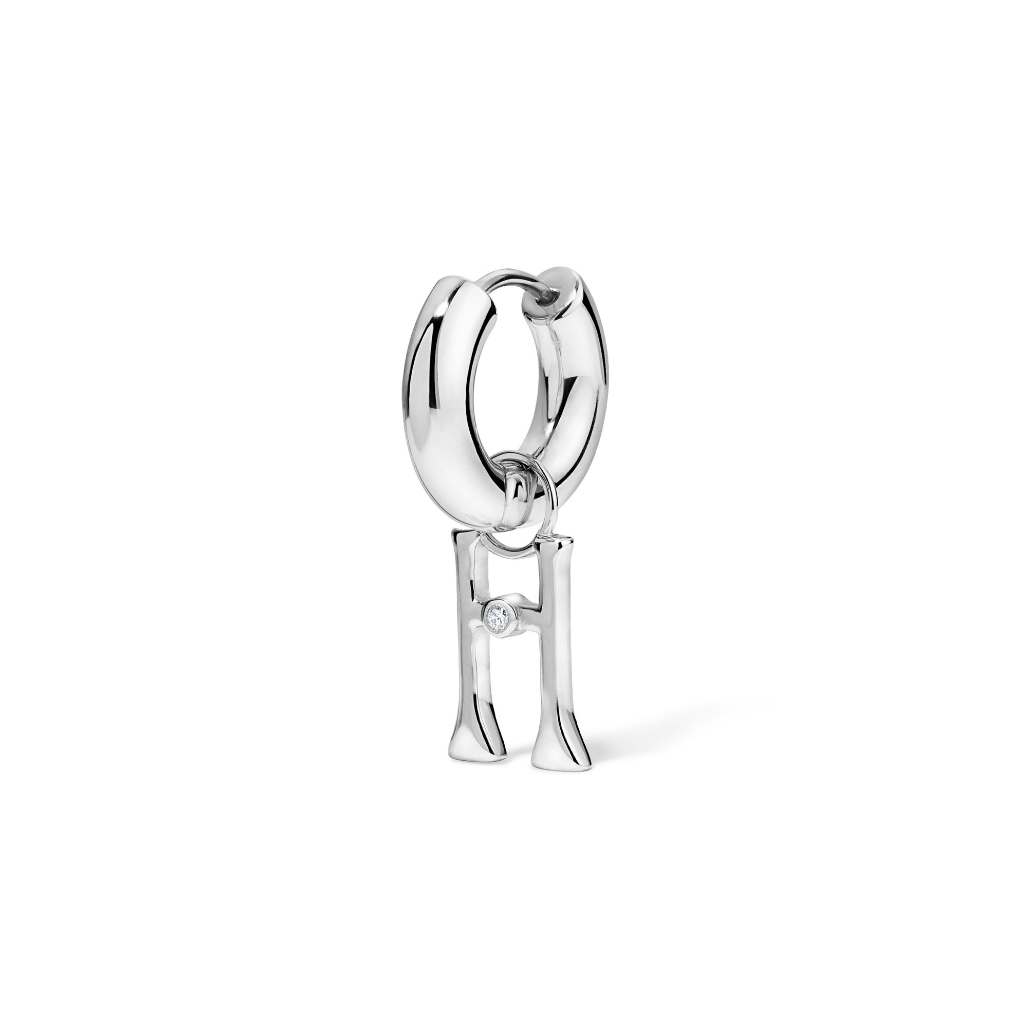 Silver Edge Letter Huggie