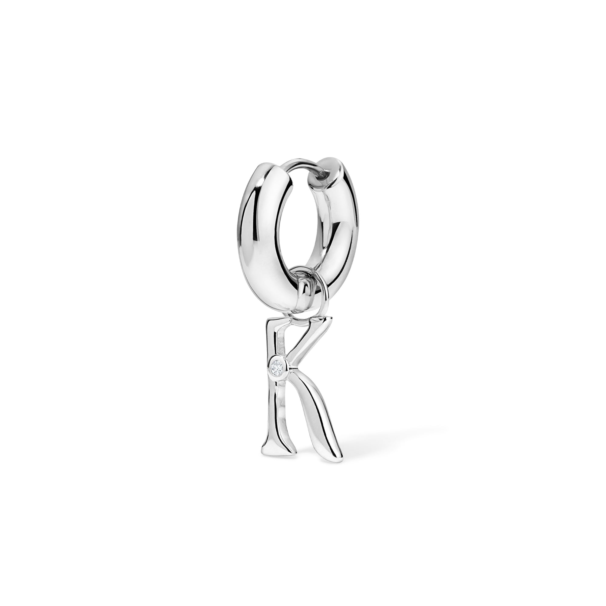 Silver Edge Letter Huggie