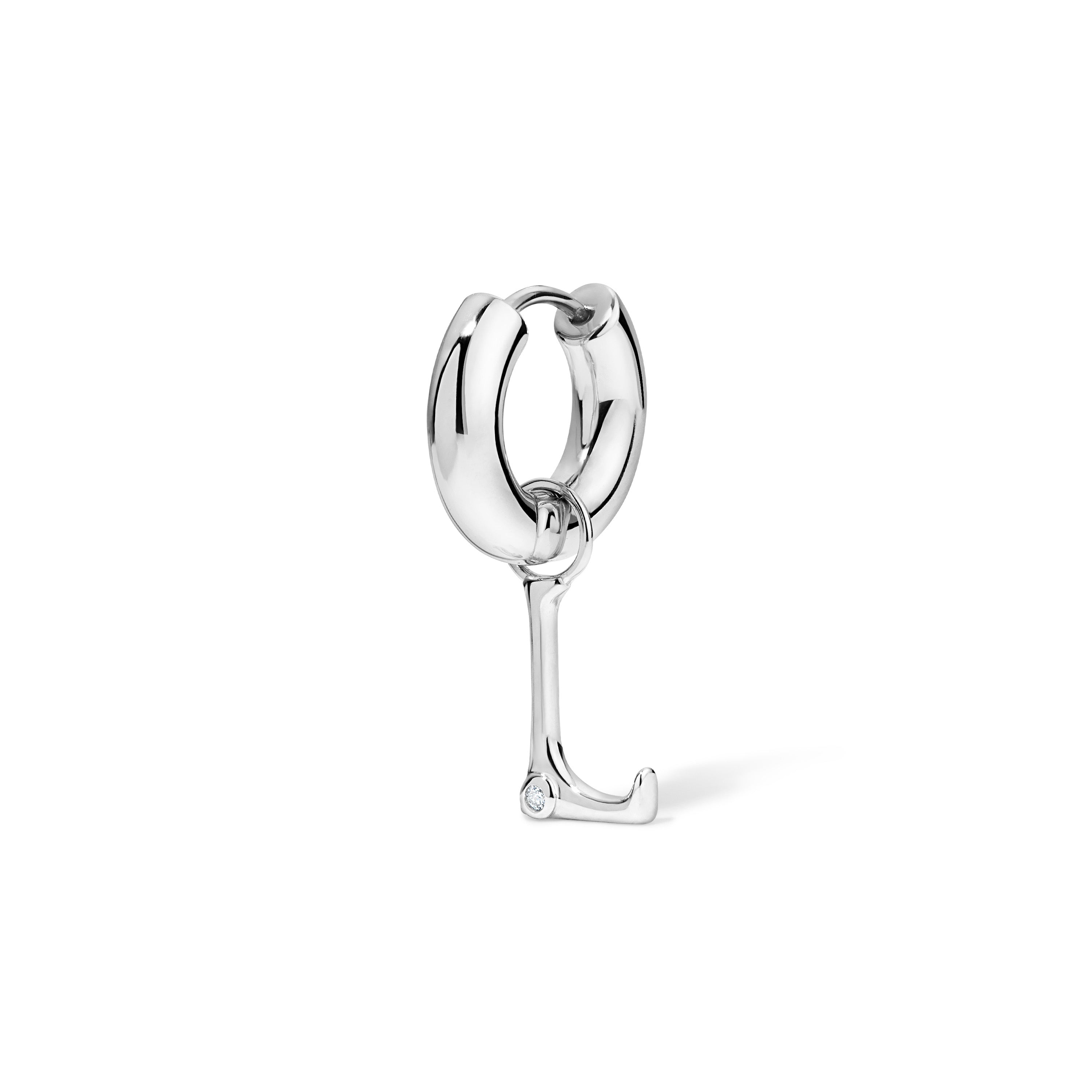 Silver Edge Letter Huggie