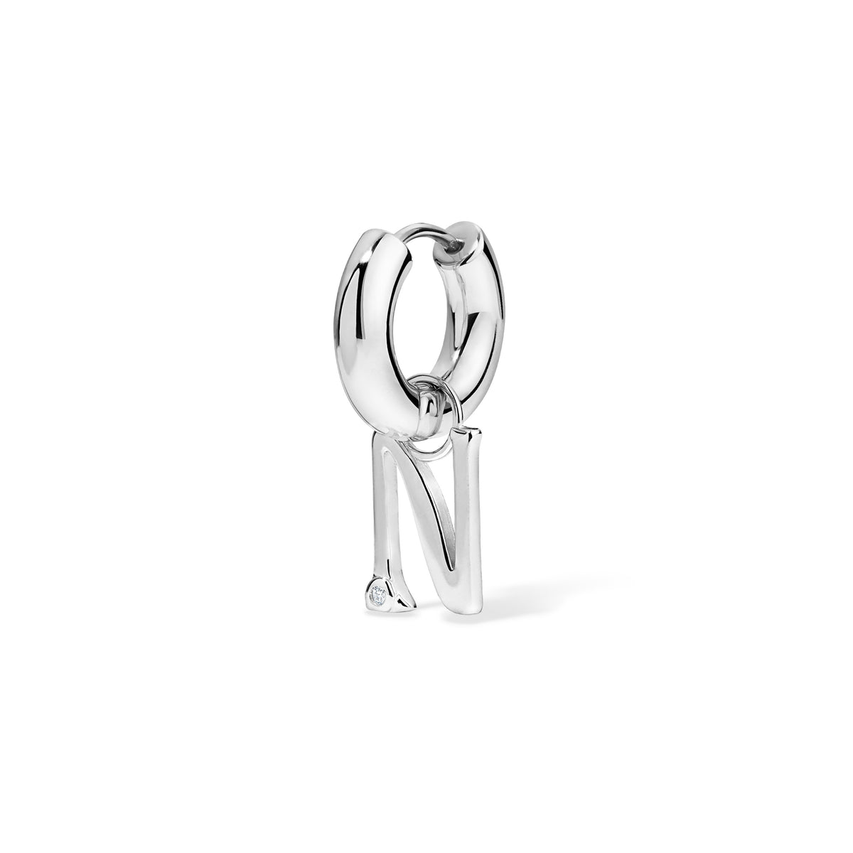 Silver Edge Letter Huggie