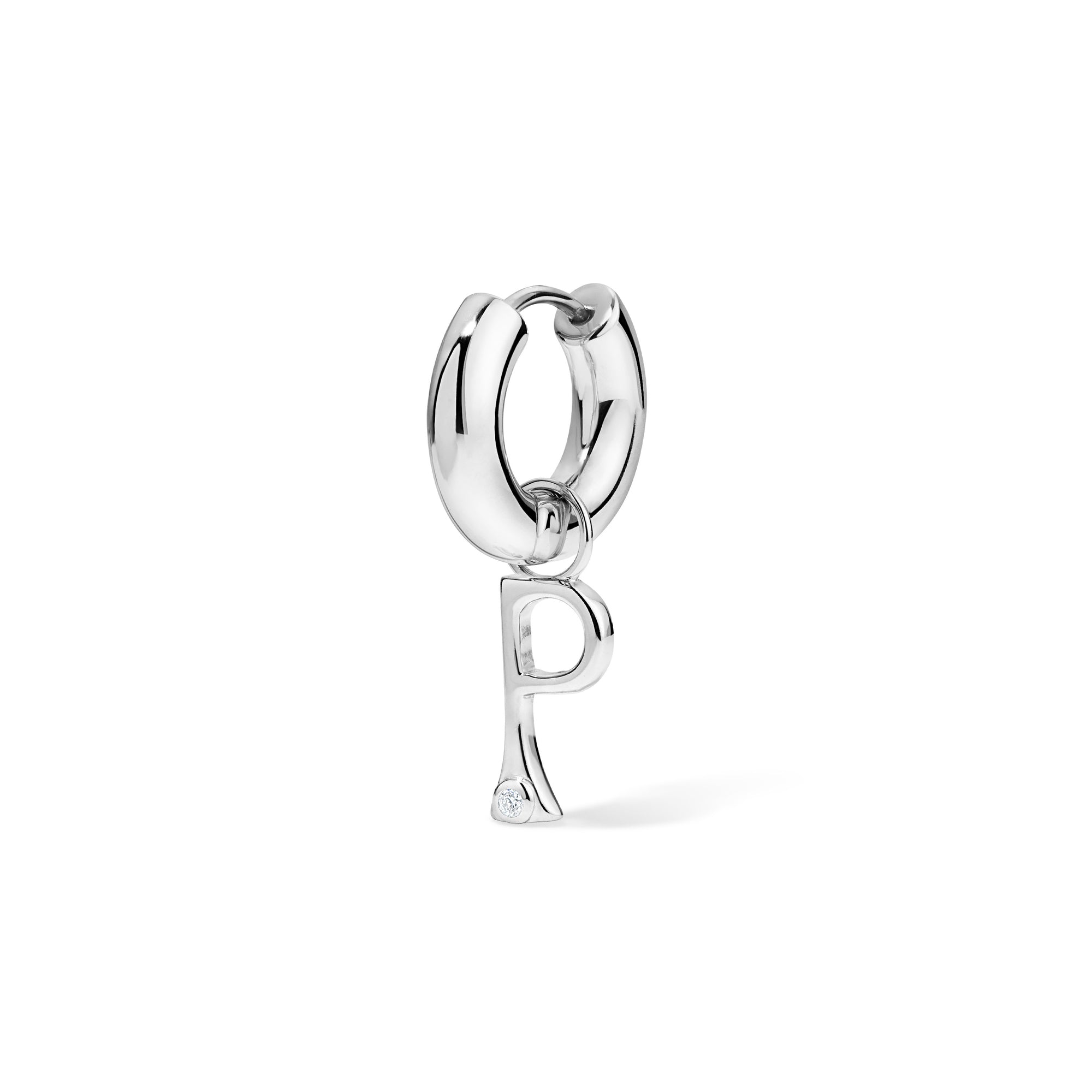Silver Edge Letter Huggie