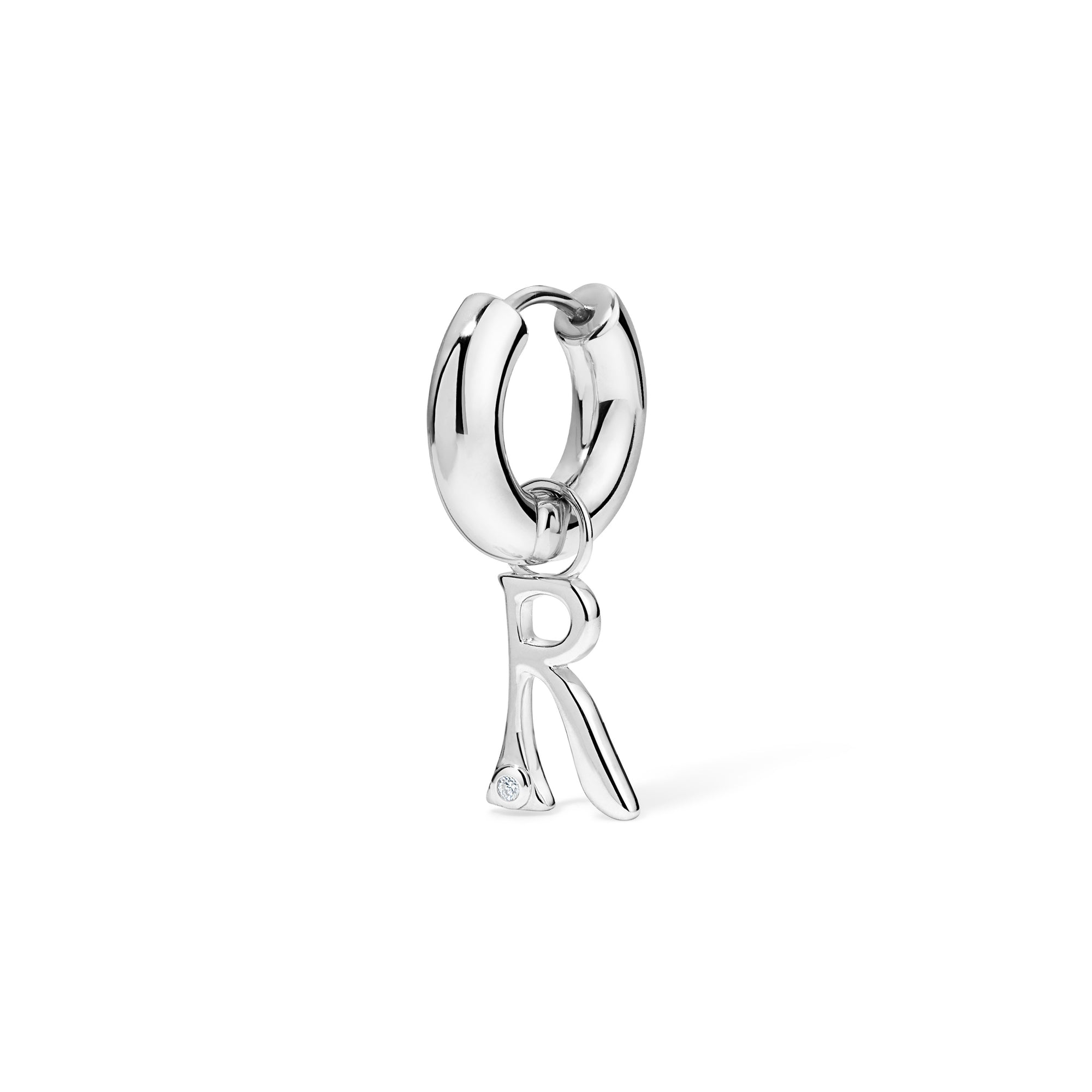 Silver Edge Letter Huggie