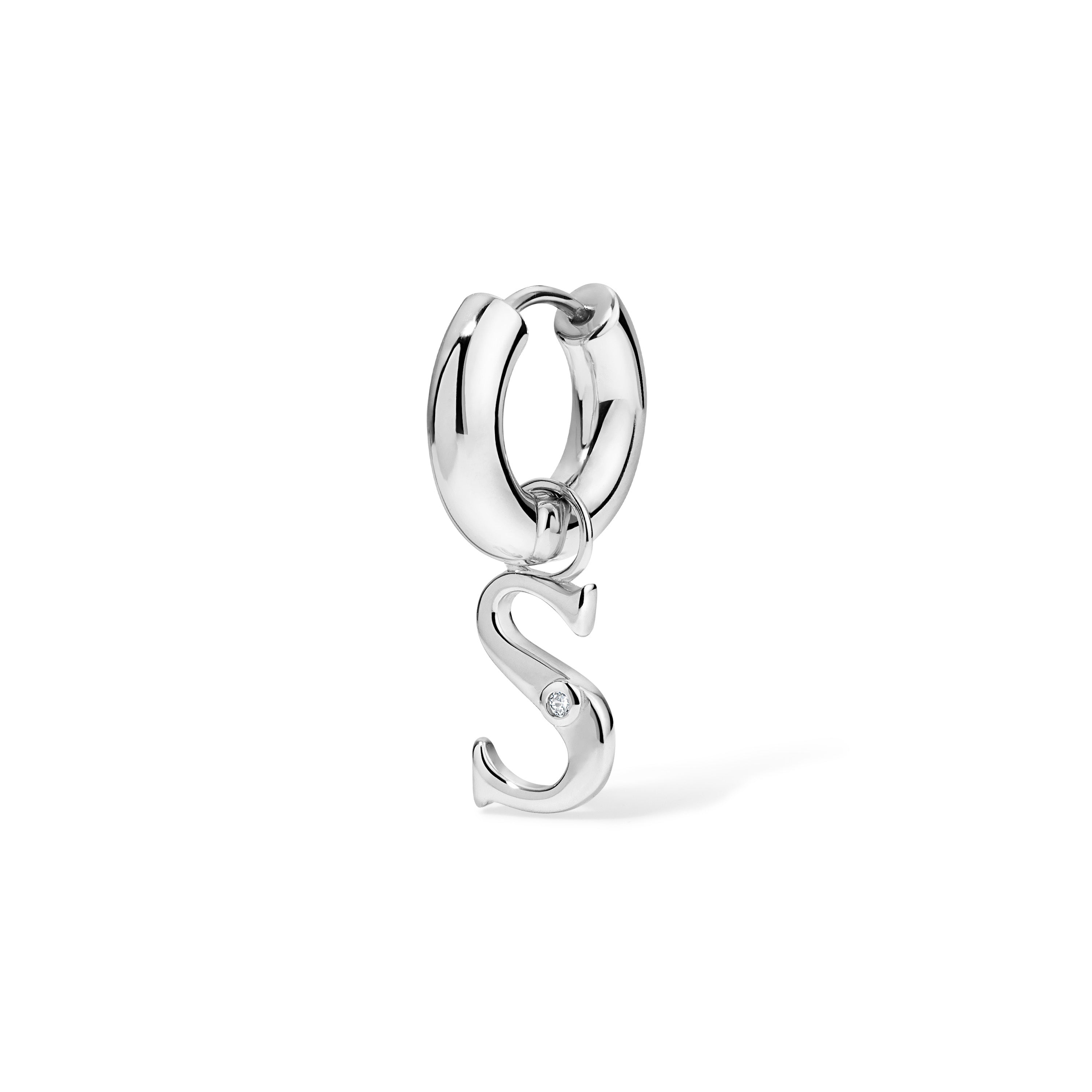 Silver Edge Letter Huggie