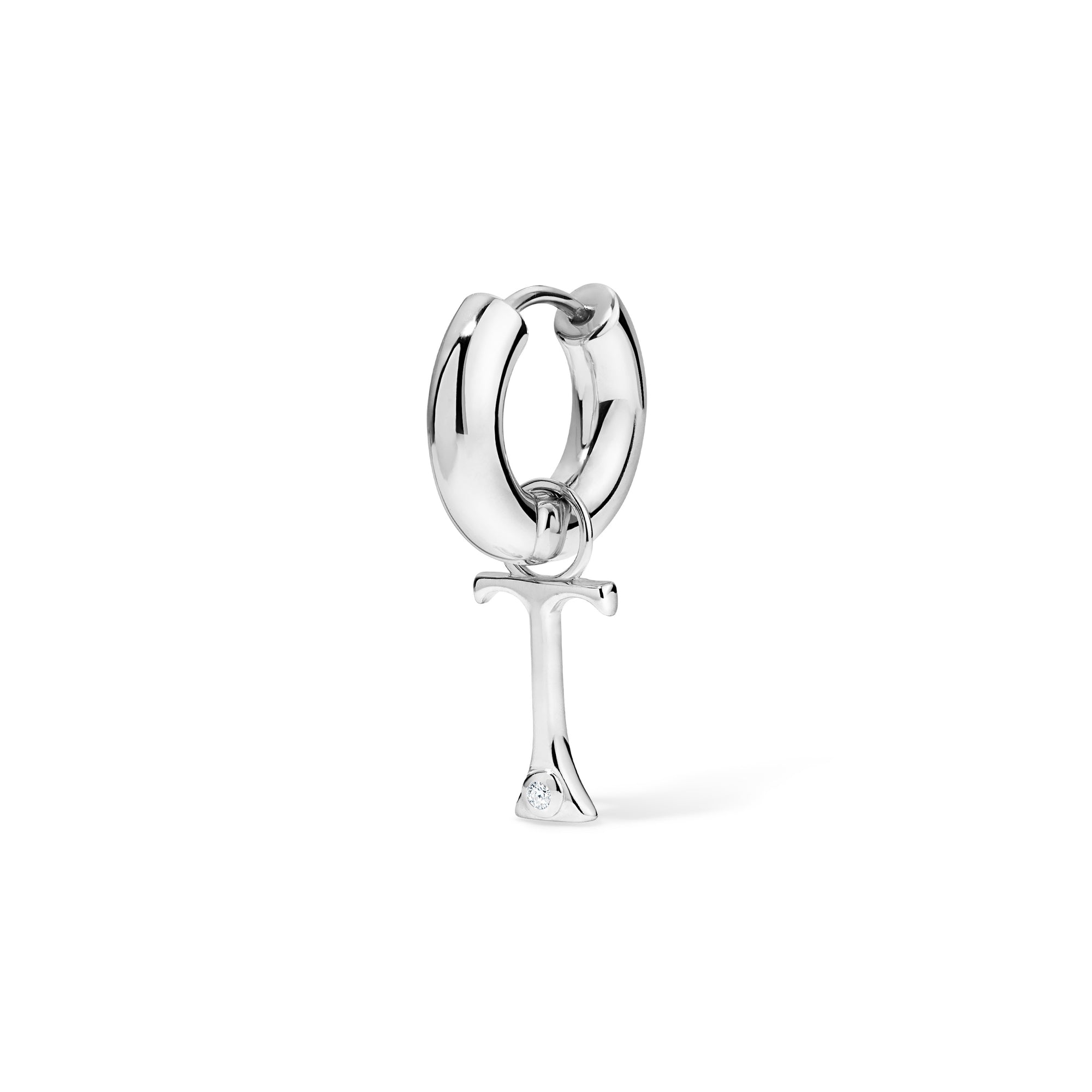 Silver Edge Letter Huggie