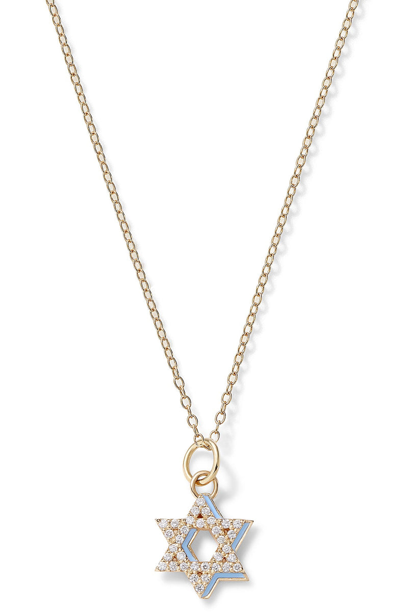 Diamond Star of David with Enamel Shadow Necklace - In Stock