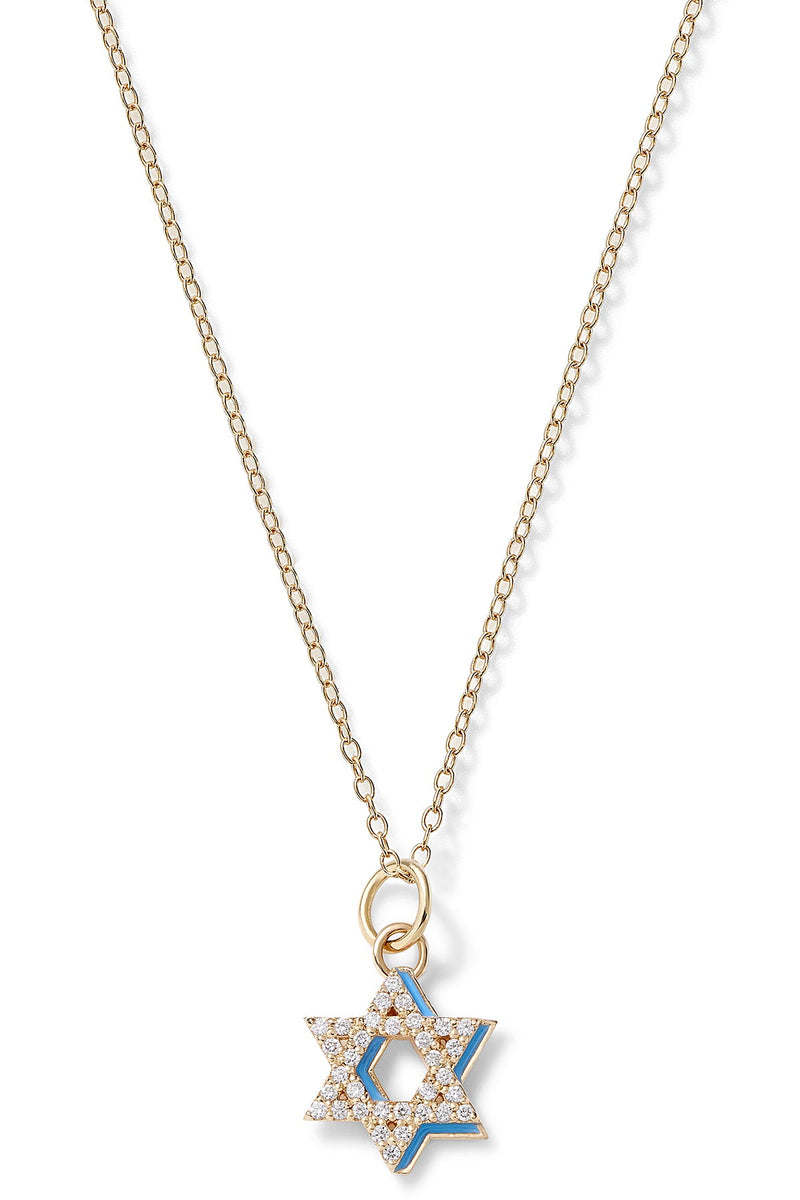 Diamond Star of David with Enamel Shadow Necklace - In Stock