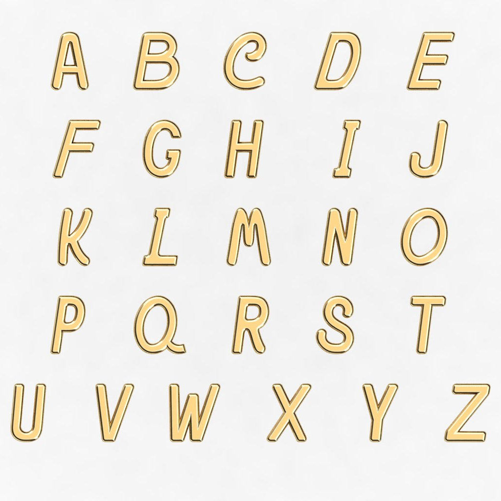 Gold letter fonts for customization on white background
