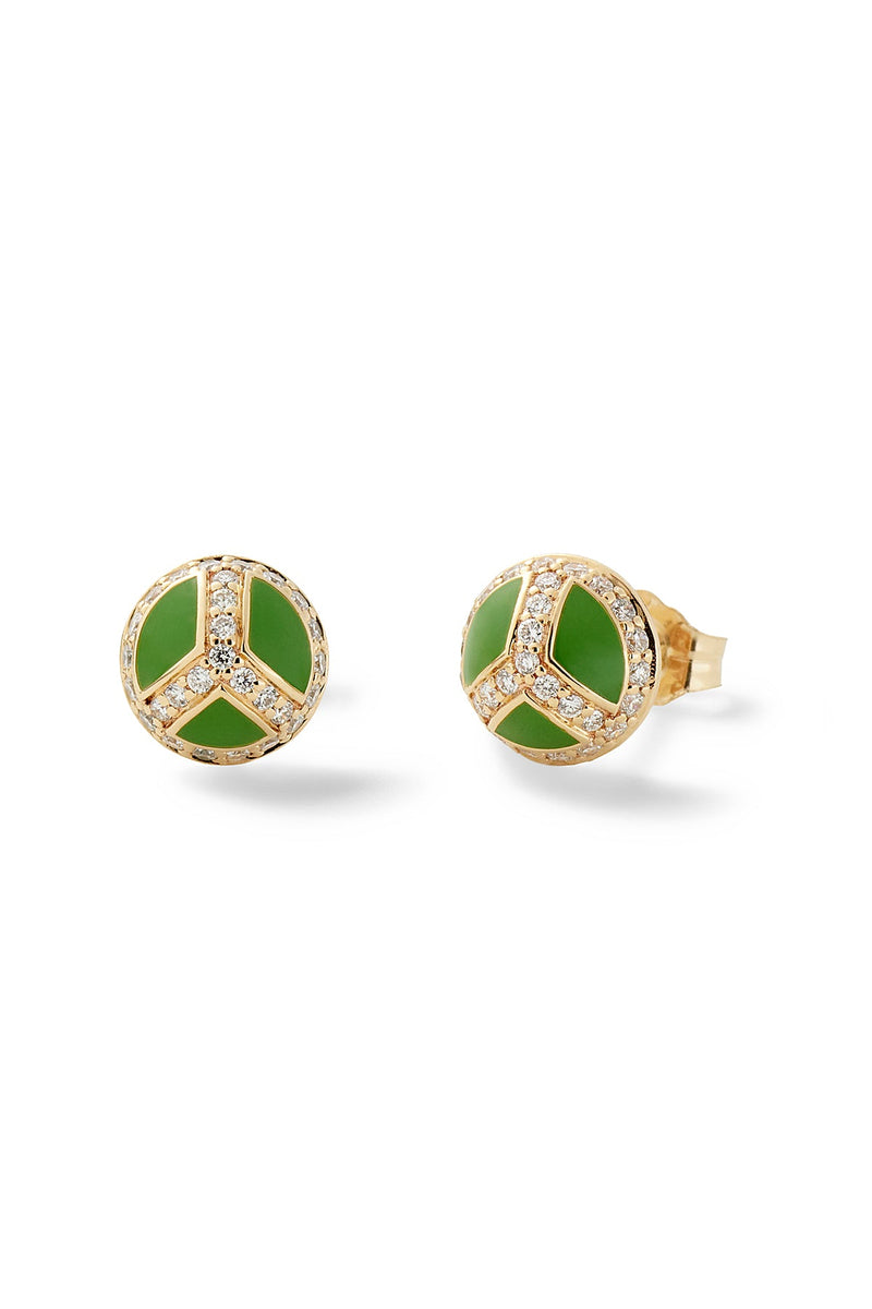 Pavé Peace Out Mini Button Studs - In Stock
