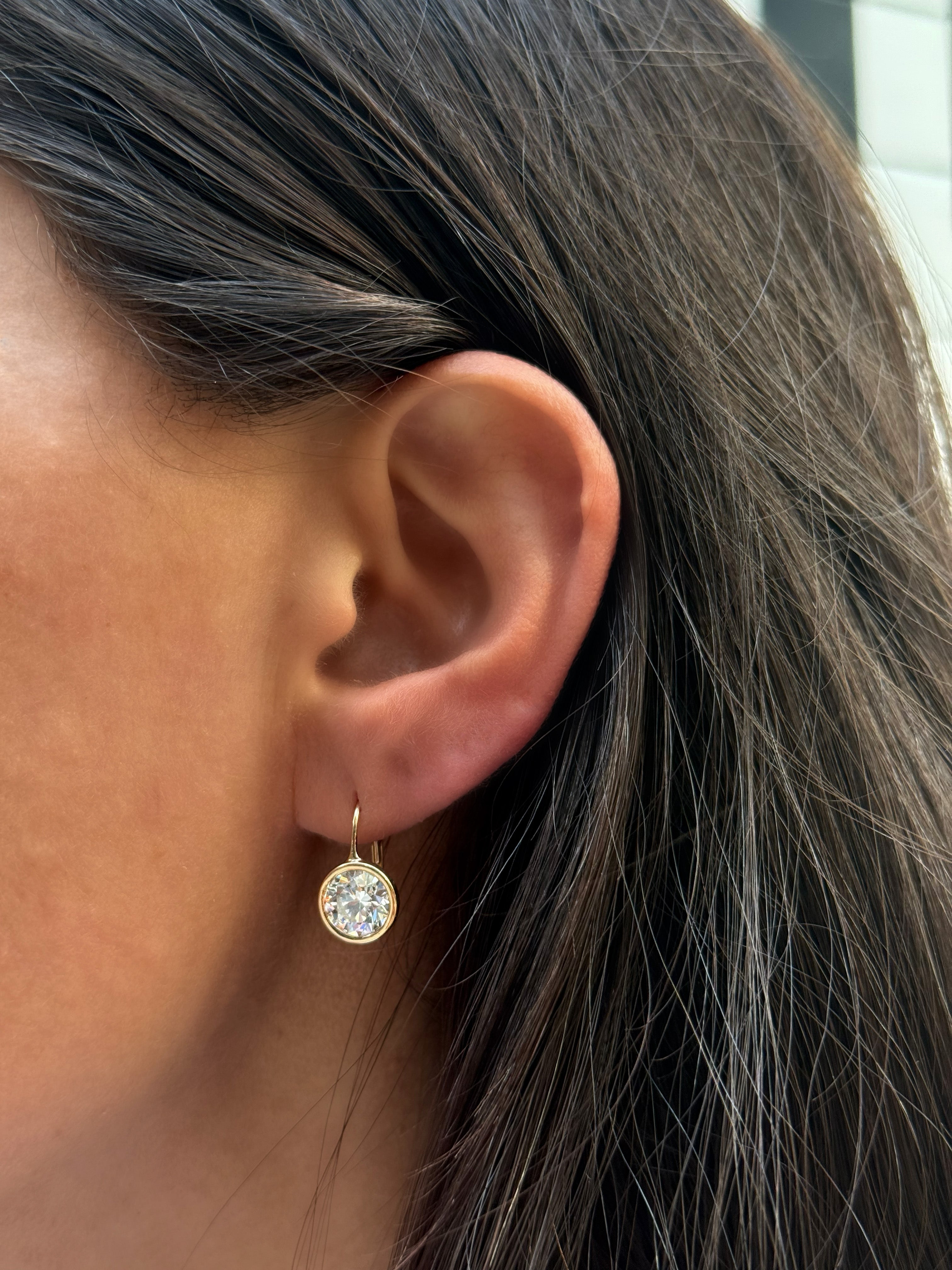Diamond Bezel Drop Earrings