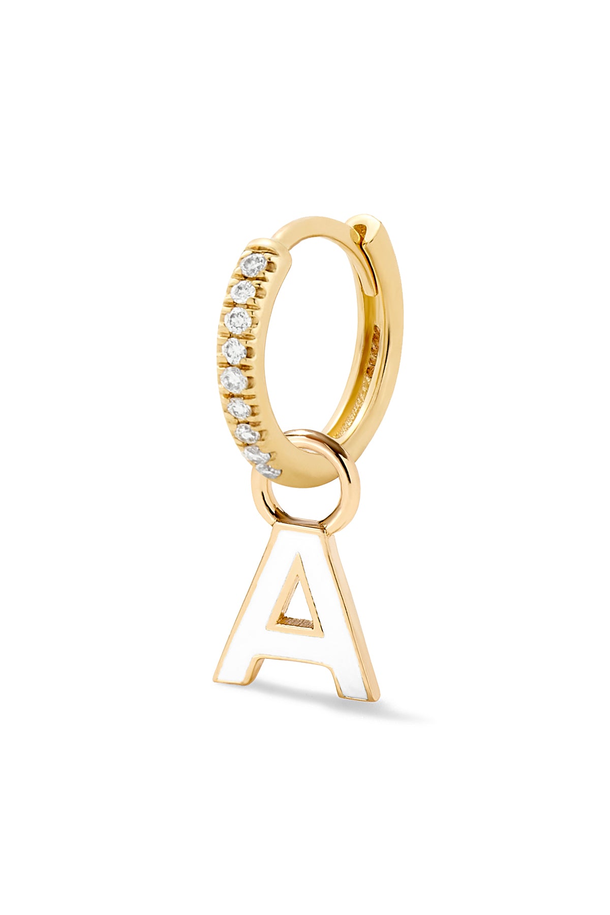 Enamel Letter Huggie - Blanc