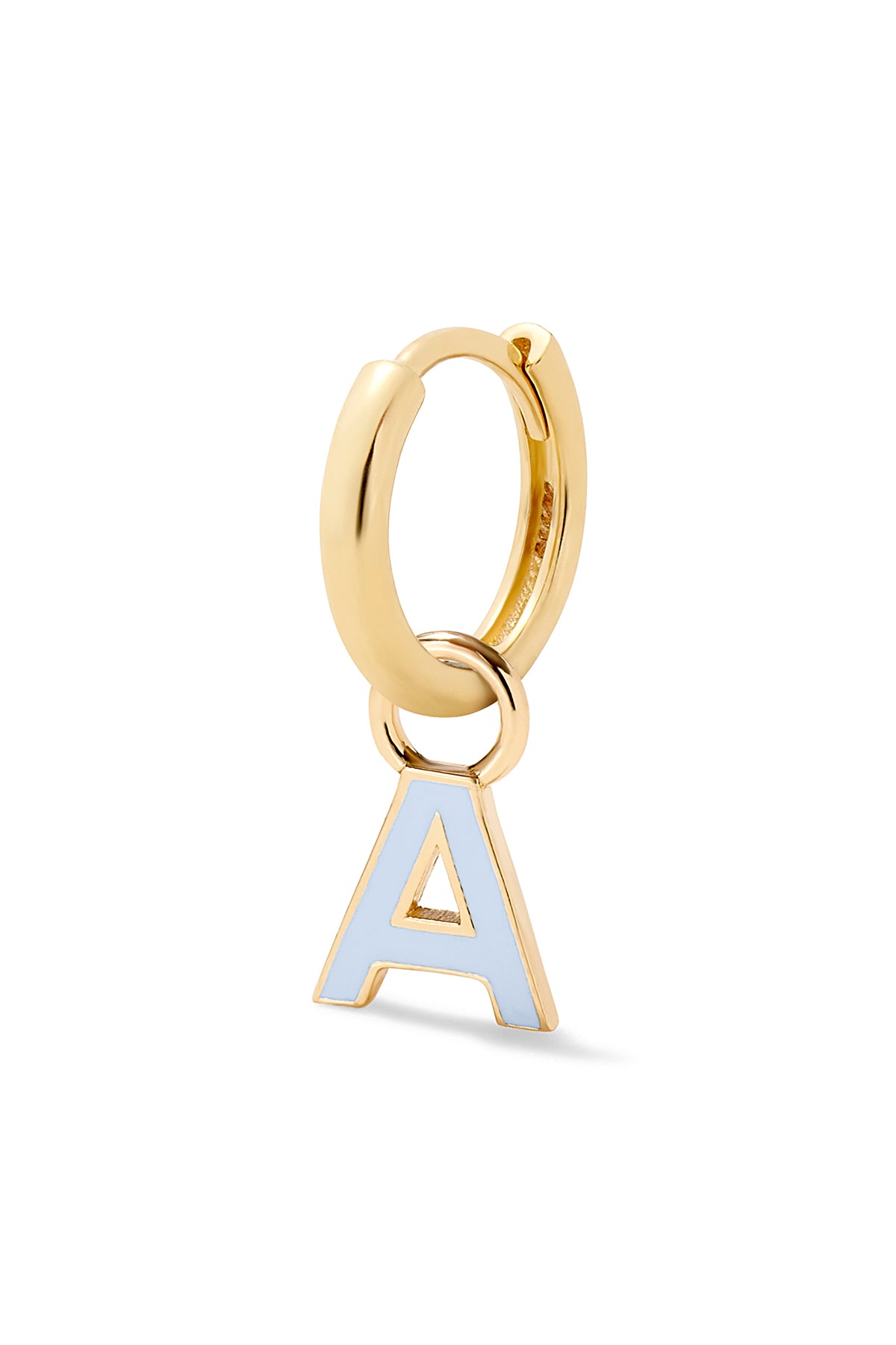 Enamel and Gold Letter Huggie "C" - Bleu Clair