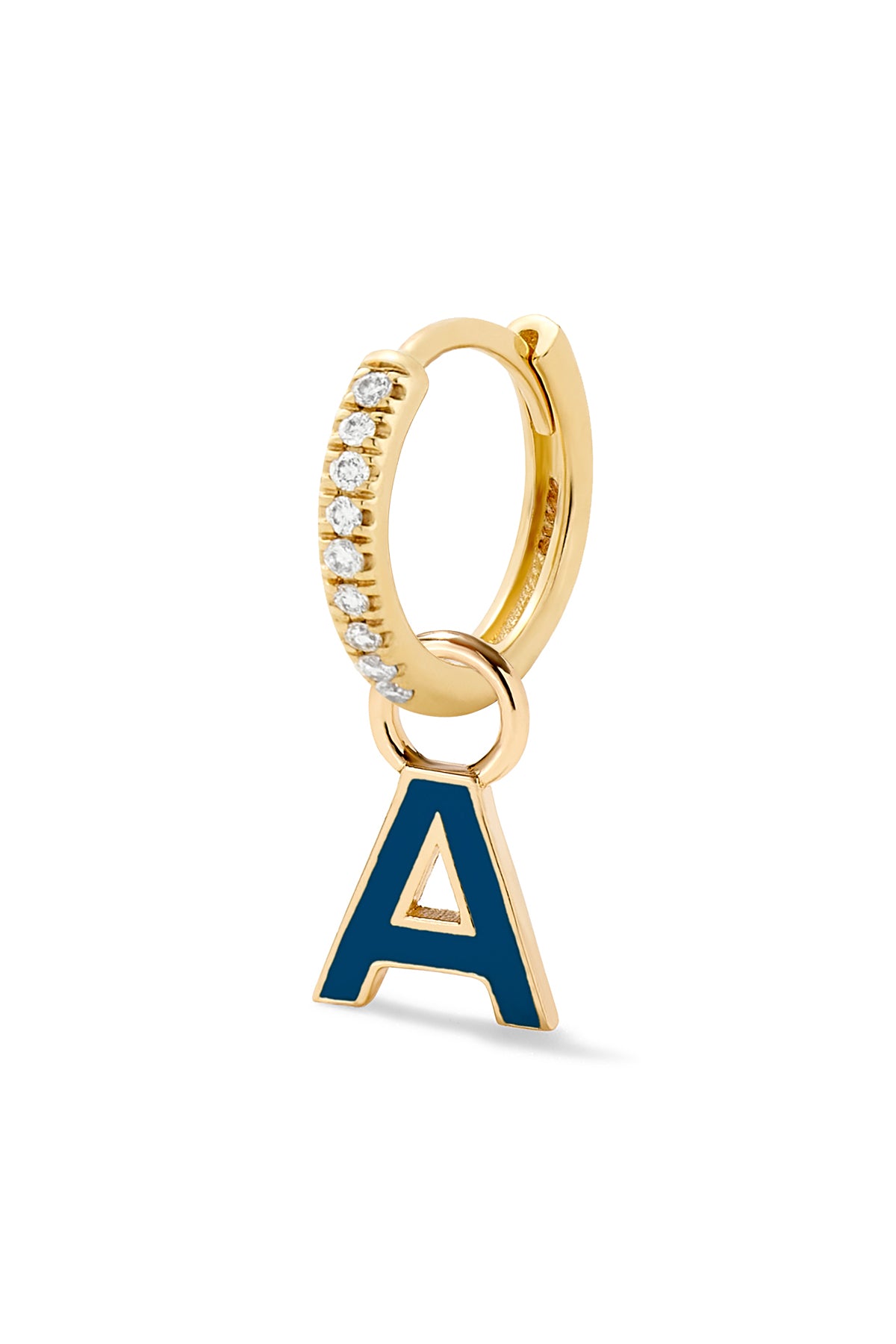 Enamel Letter Huggie - Bleu Fonce