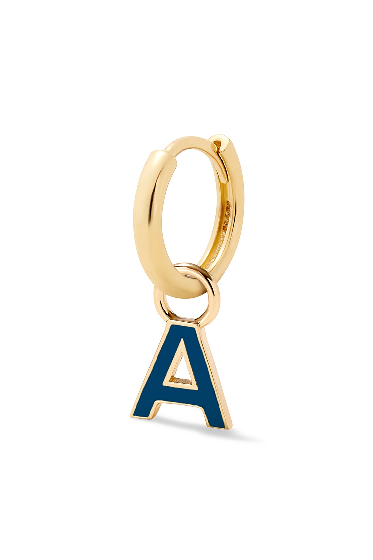 Enamel Letter Huggie - Bleu Fonce