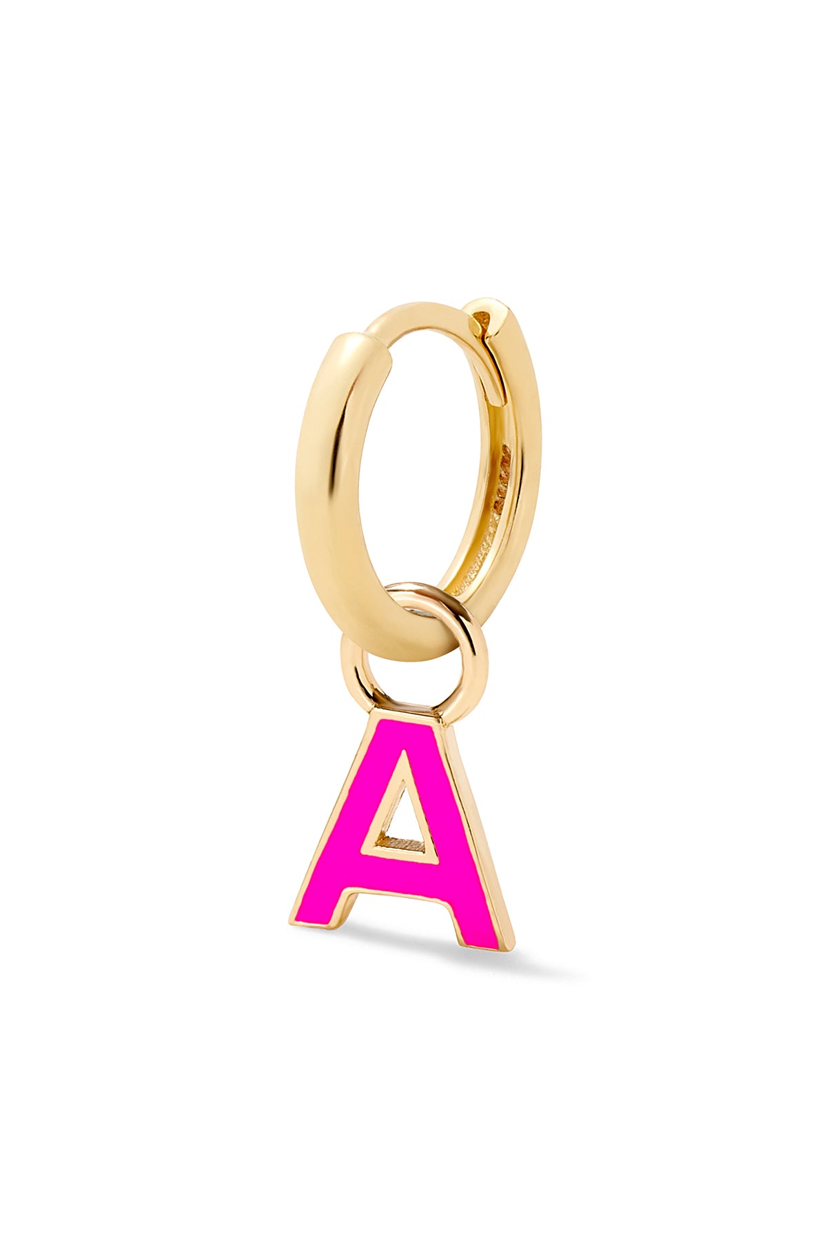 Enamel Letter Huggie - Neon Pink