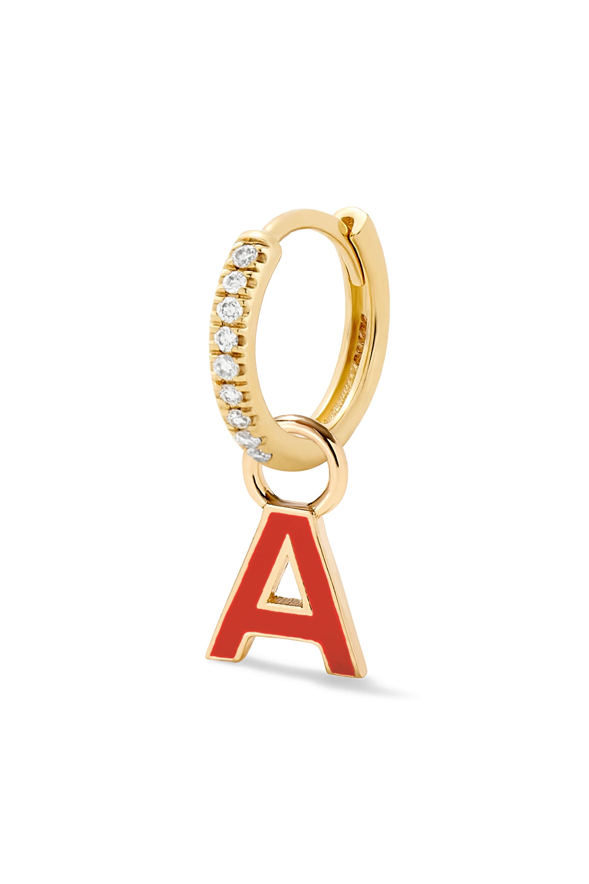 Enamel Letter Huggie - Rouge Tomate