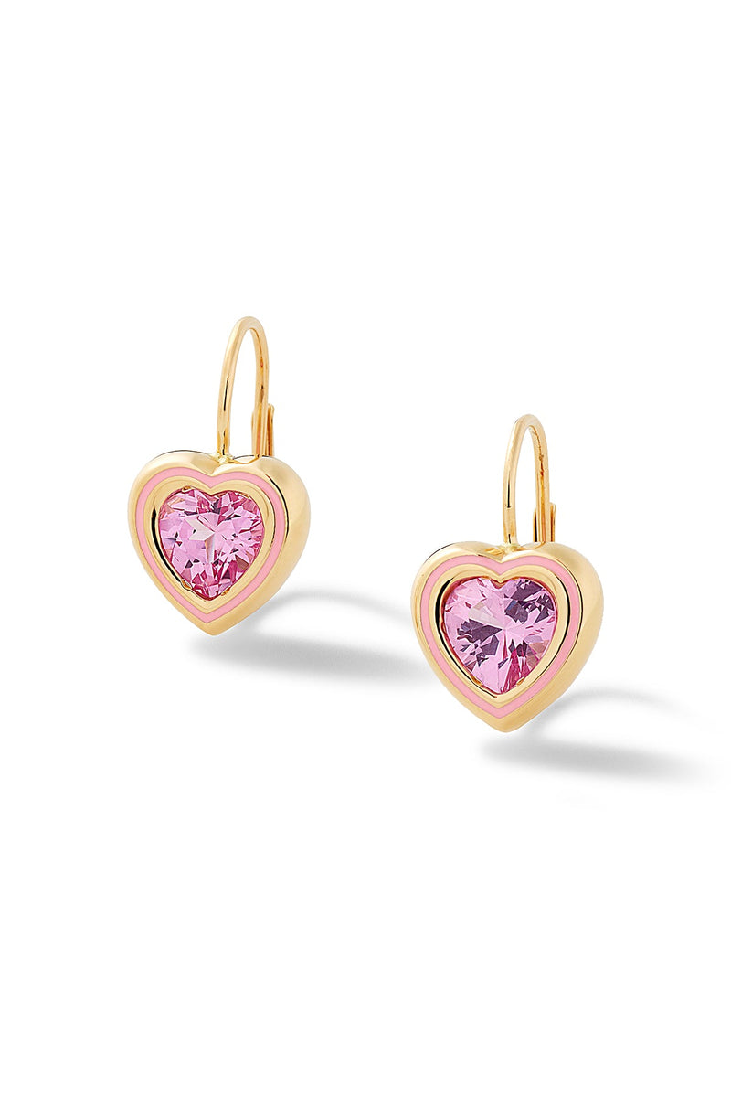 Madison Heart Bezel Drop Earrings - In Stock