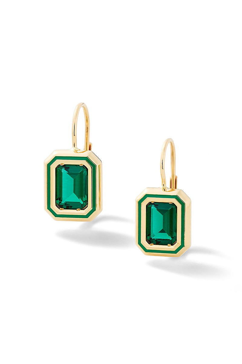 Madison Rectangle Bezel Drop Earrings - In Stock