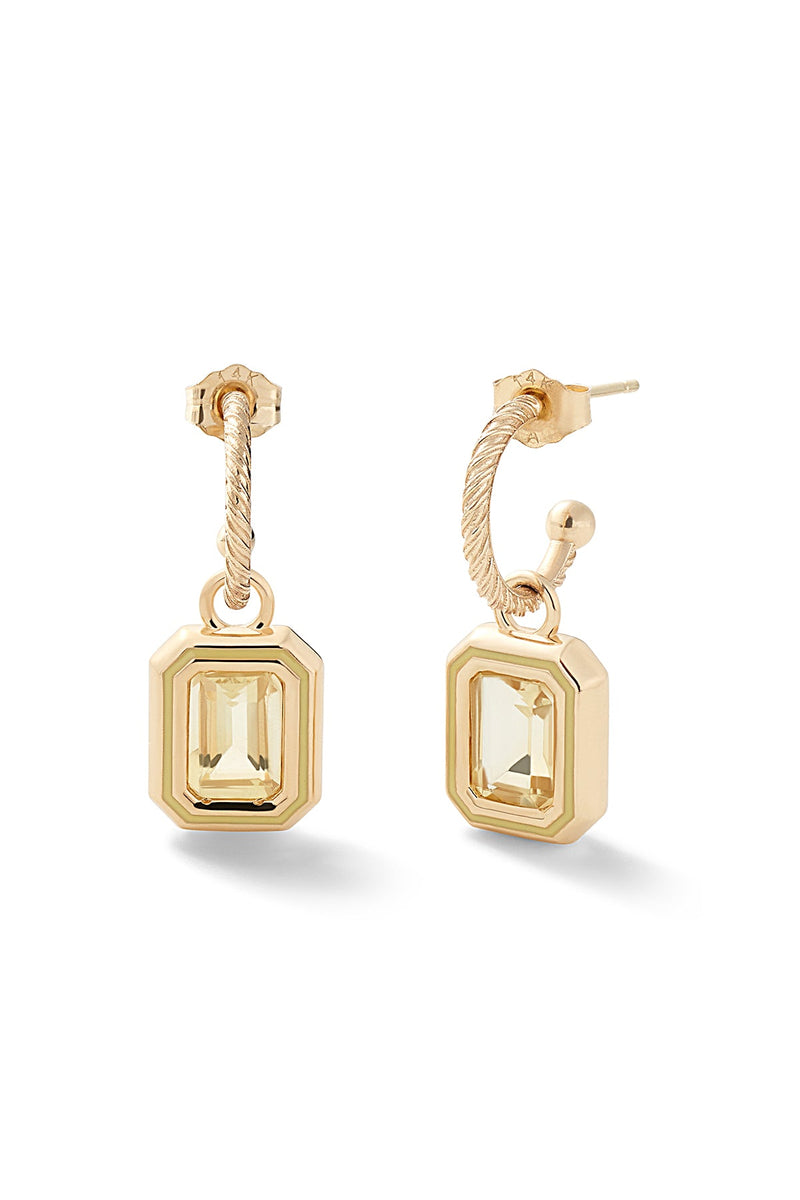 Madison Hoops with Rectangle Bezel Charm - In Stock