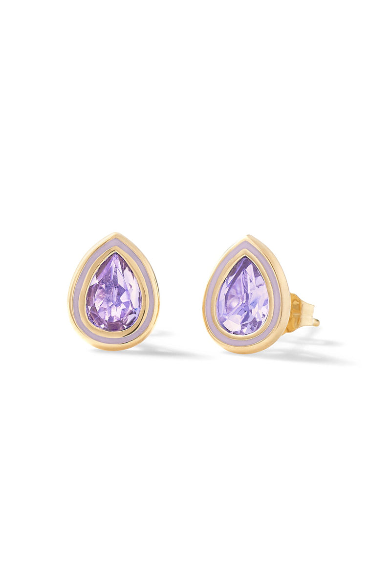 Madison Pear Bezel Stud Earrings - In Stock