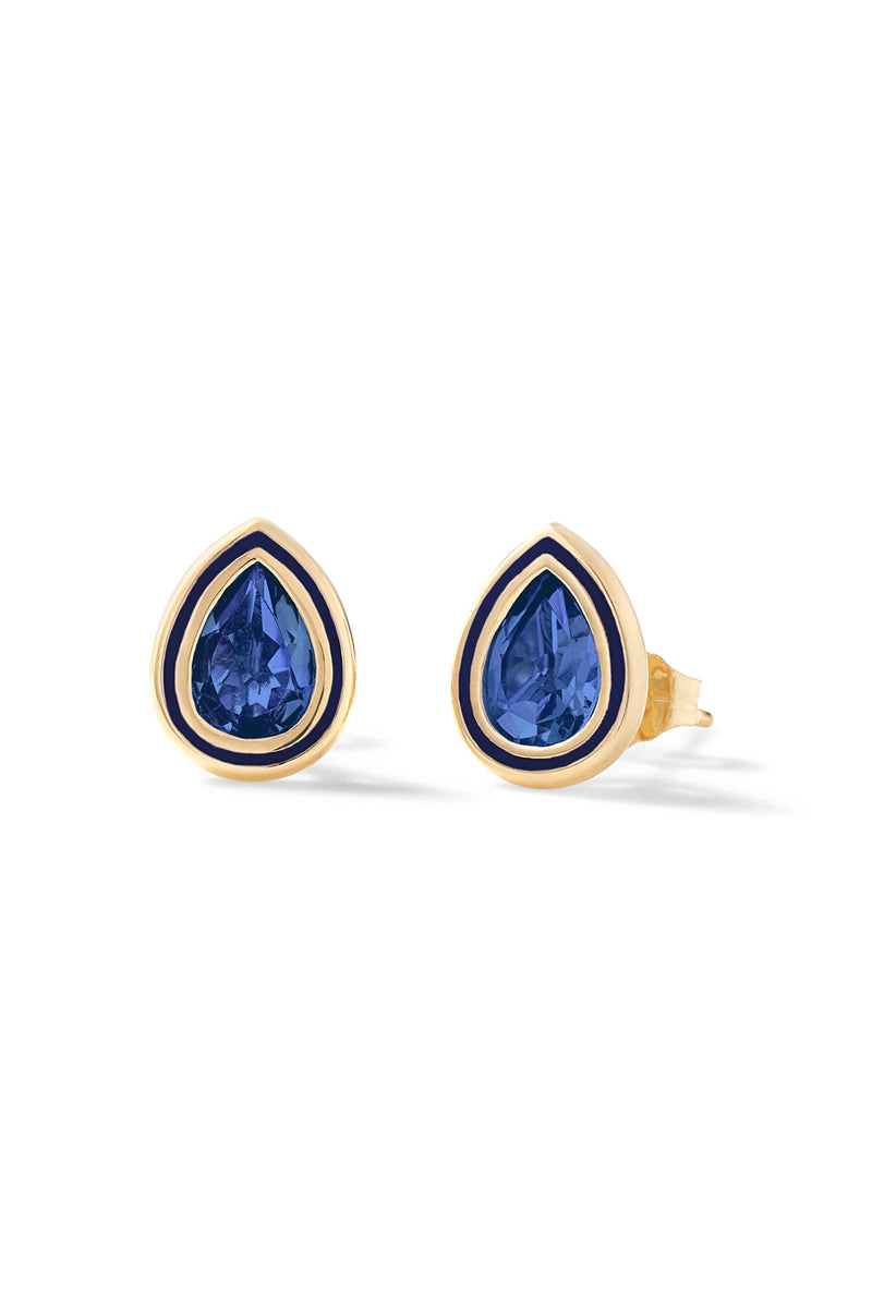 Madison Pear Bezel Stud Earrings - In Stock