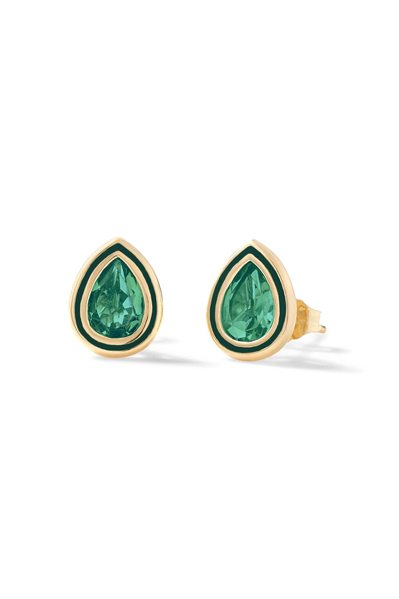 Madison Pear Bezel Stud Earrings - In Stock