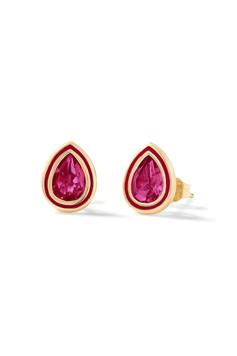 Madison Pear Bezel Stud Earrings - In Stock