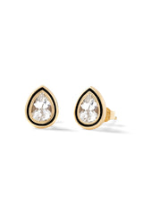 Madison Pear Bezel Stud Earrings - In Stock