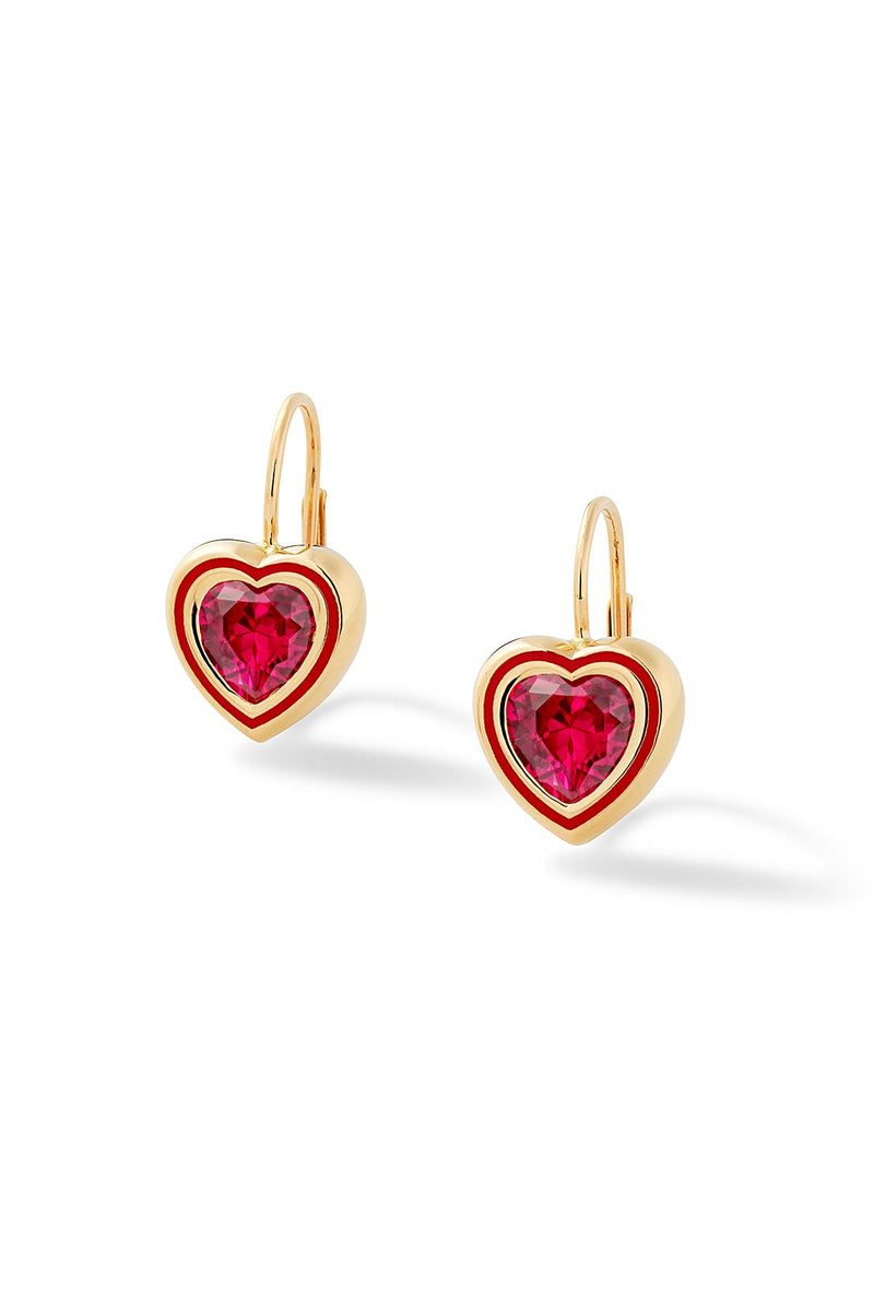 Madison Heart Bezel Drop Earrings - In Stock